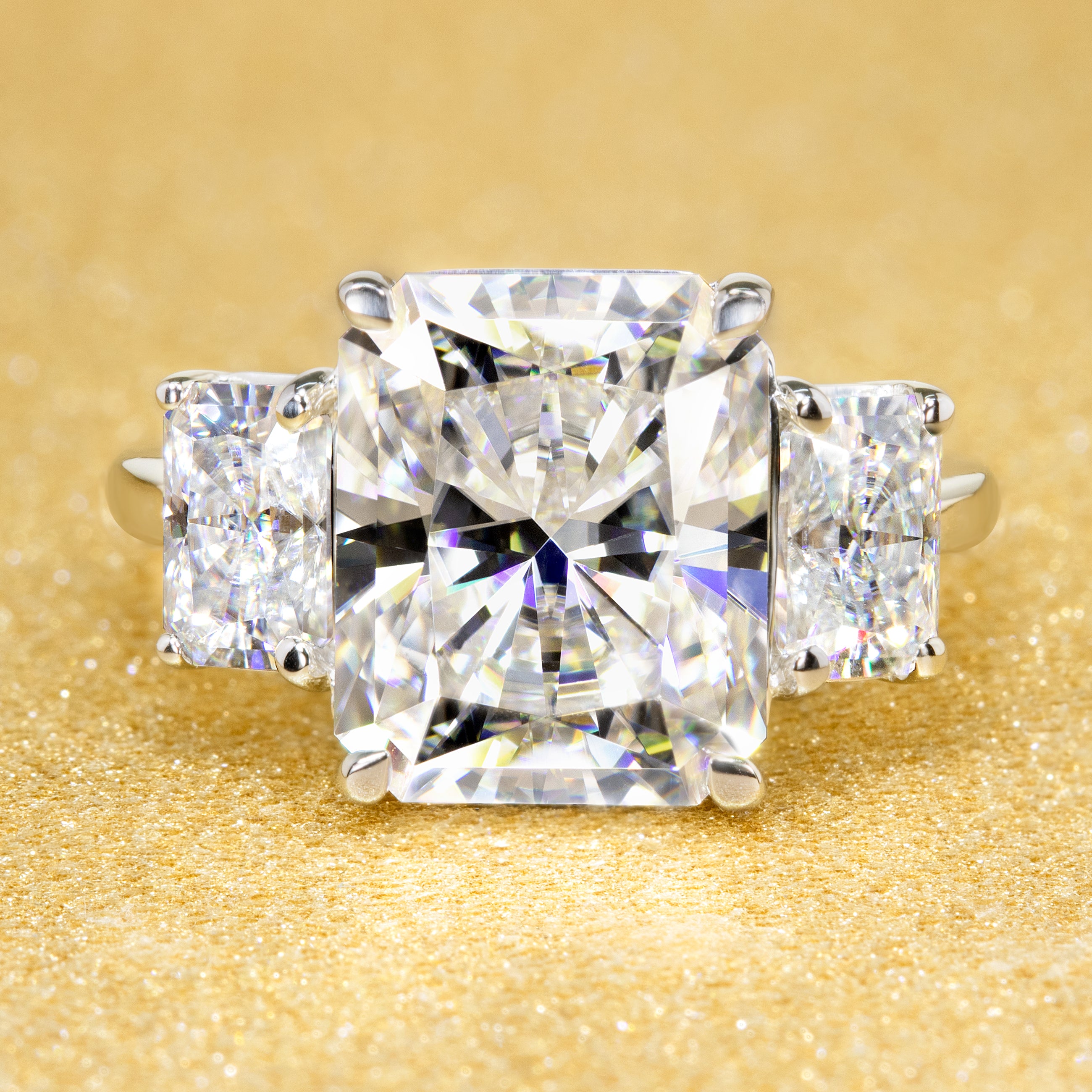 three-stone engagement ring is the most classic and romantic gesture of your love with the message behind this look.