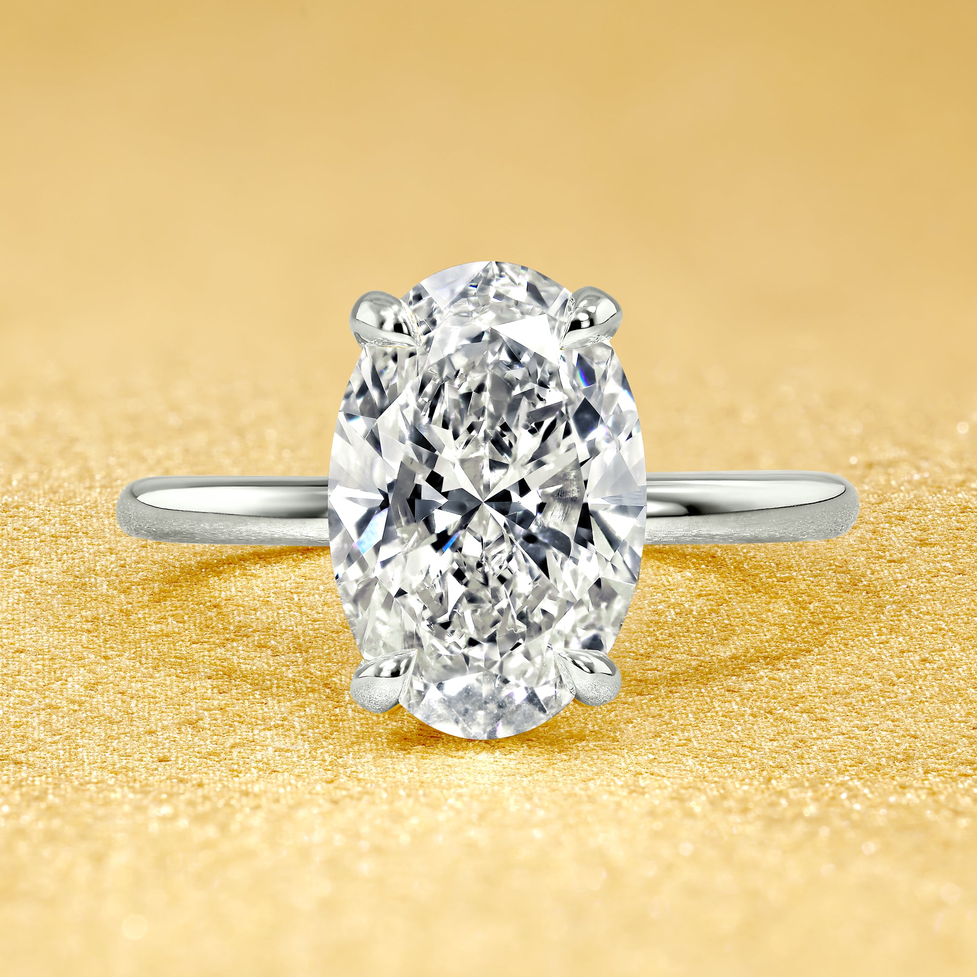 The Adara, 3ct Elongated Oval-cut Diamond Hidden Halo Ring
