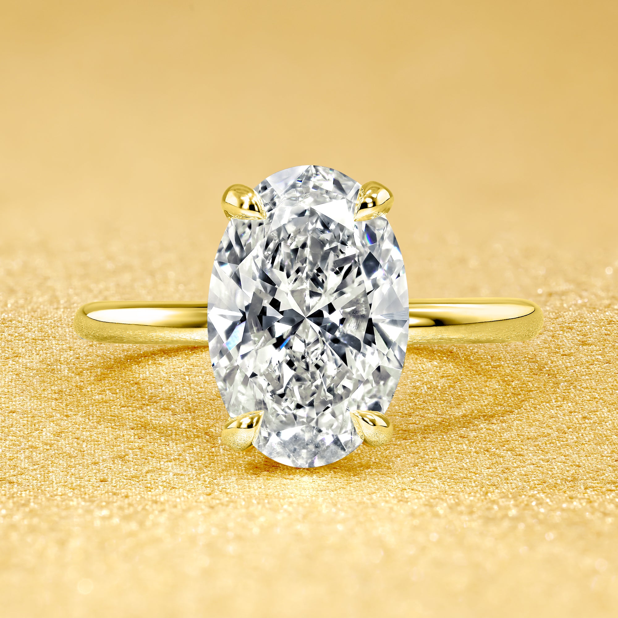 The Adara, 3ct Elongated Oval-cut Diamond Hidden Halo Ring