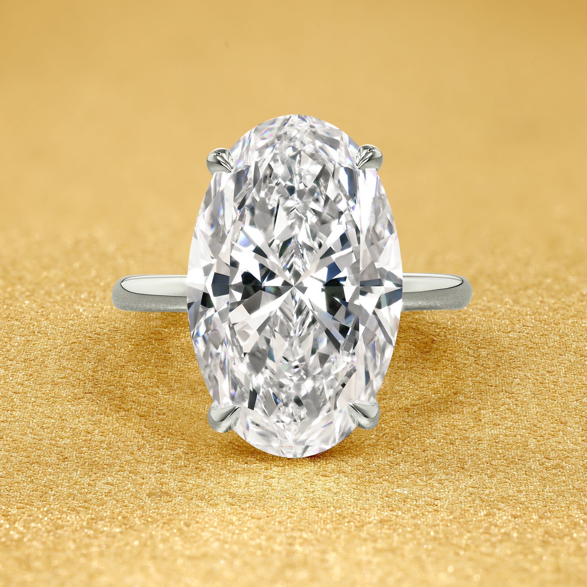 Classic Adara 7.5ct Elongated Oval-Cut Lab-Grown Diamond Hidden Eternity Halo Engagement Ring in 14K Gold, 18K Gold, or Platinum by Earthena Jewelry of Beverly Hills.