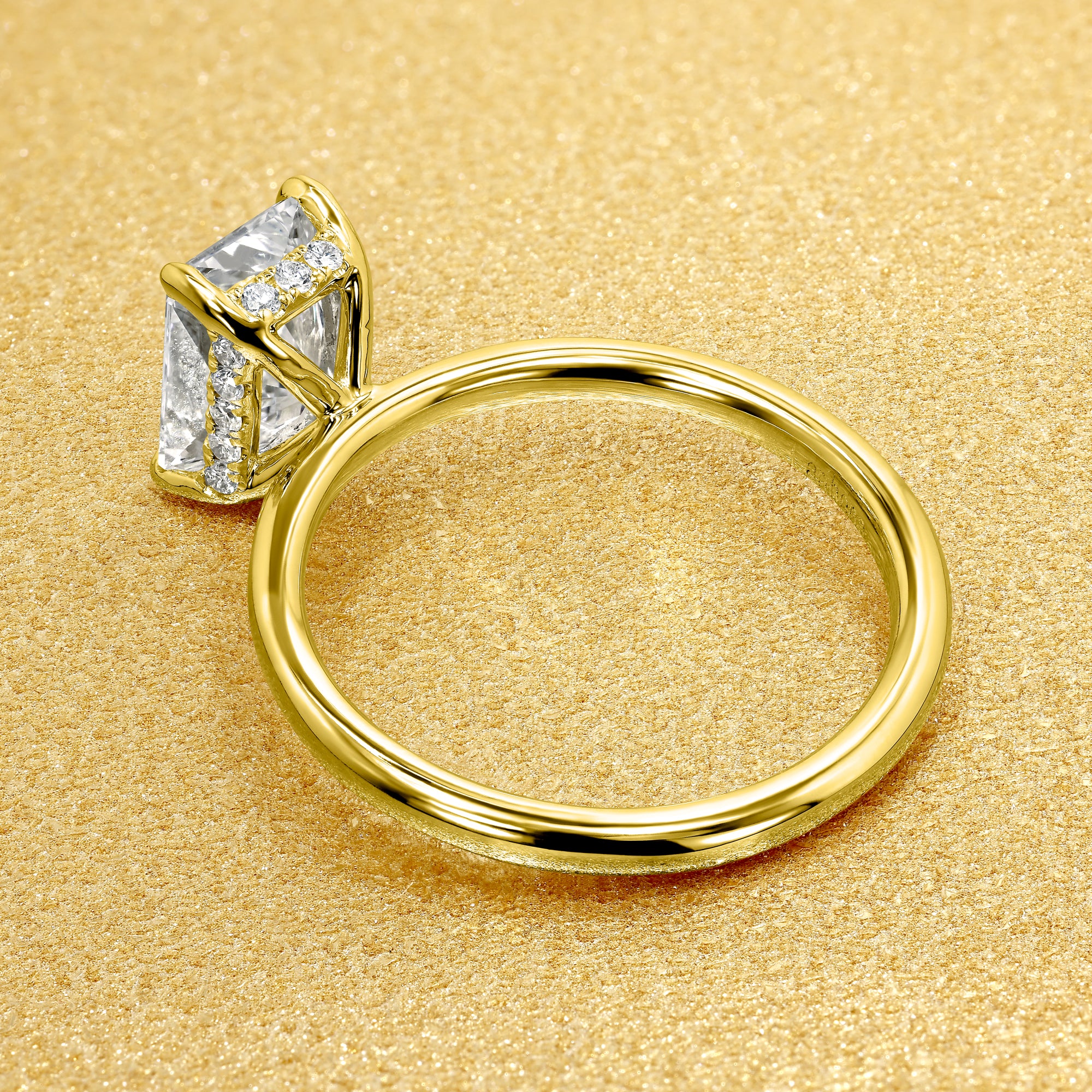 The Adara, 2ct Elongated Radiant-cut Diamond Hidden Halo Ring