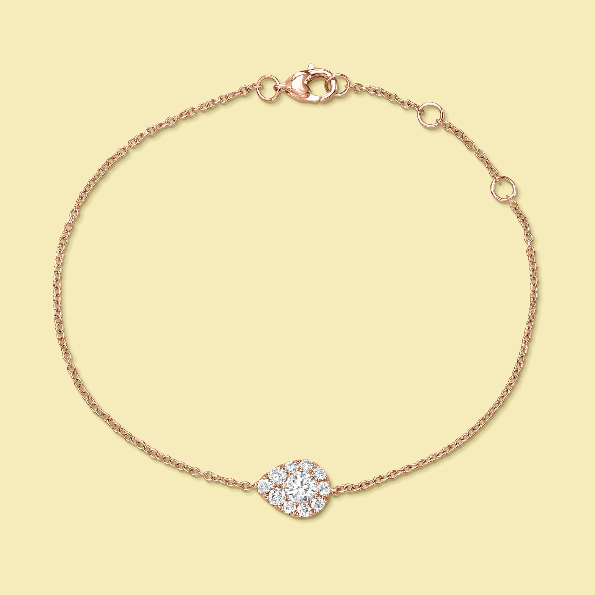 The Alia, Cluster Diamond Pear Shaped Bracelet is handcrafted in 14K Gold, 18K Gold, or Platinum handcrafted by Earthena Jewelry of Beverly Hills.