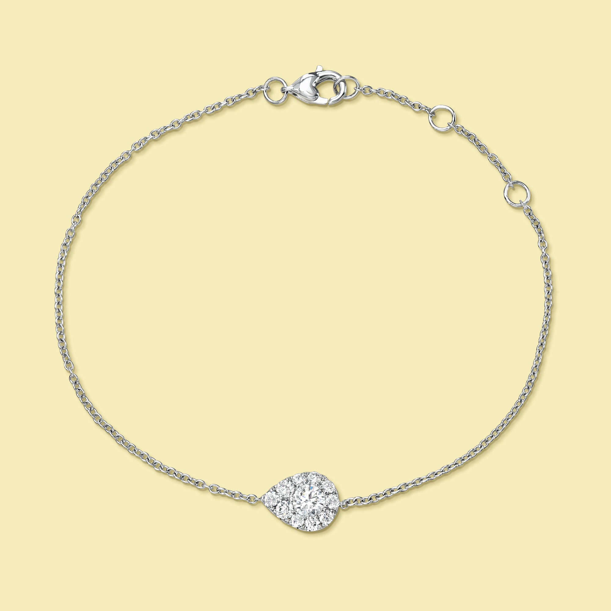 The Alia, Cluster Diamond Pear Shaped Bracelet is handcrafted in 14K Gold, 18K Gold, or Platinum handcrafted by Earthena Jewelry of Beverly Hills.