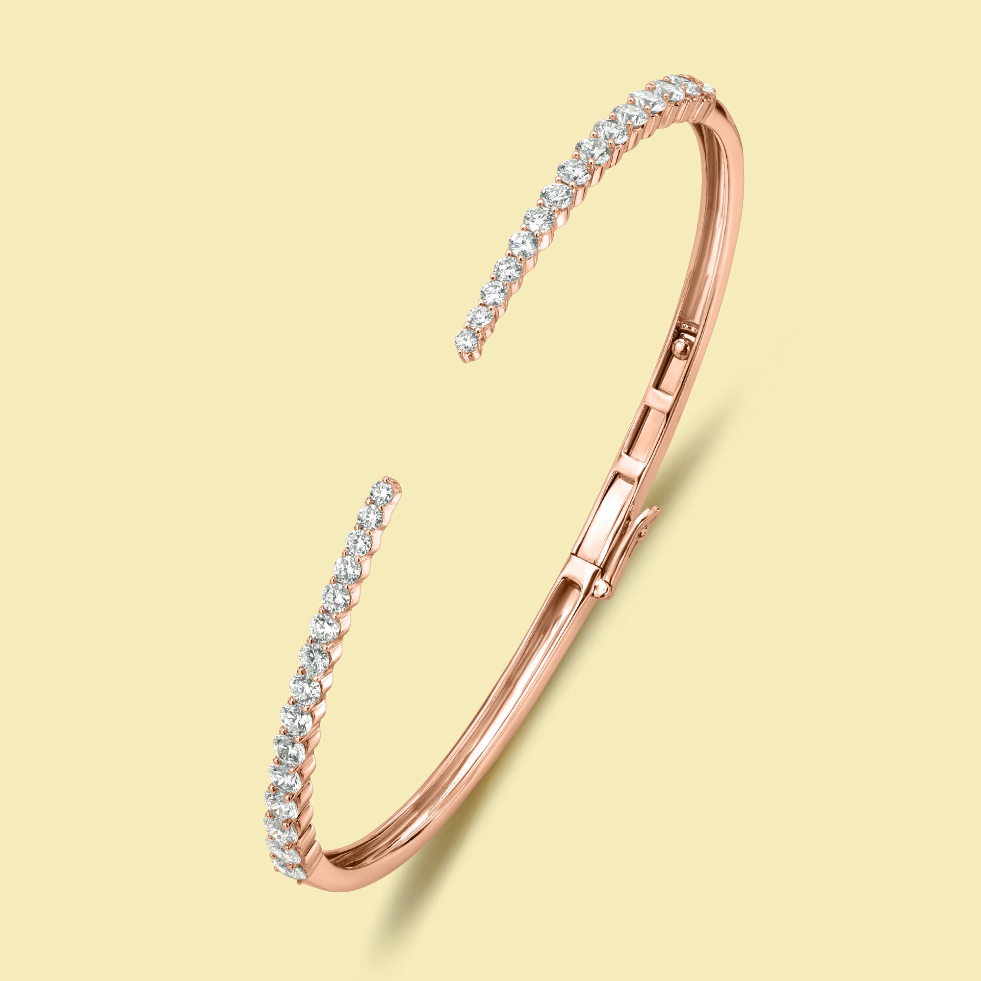 The Audrey, Graduated Open Cuff Diamond Bangle by Earthena Jewelry in Los Angeles