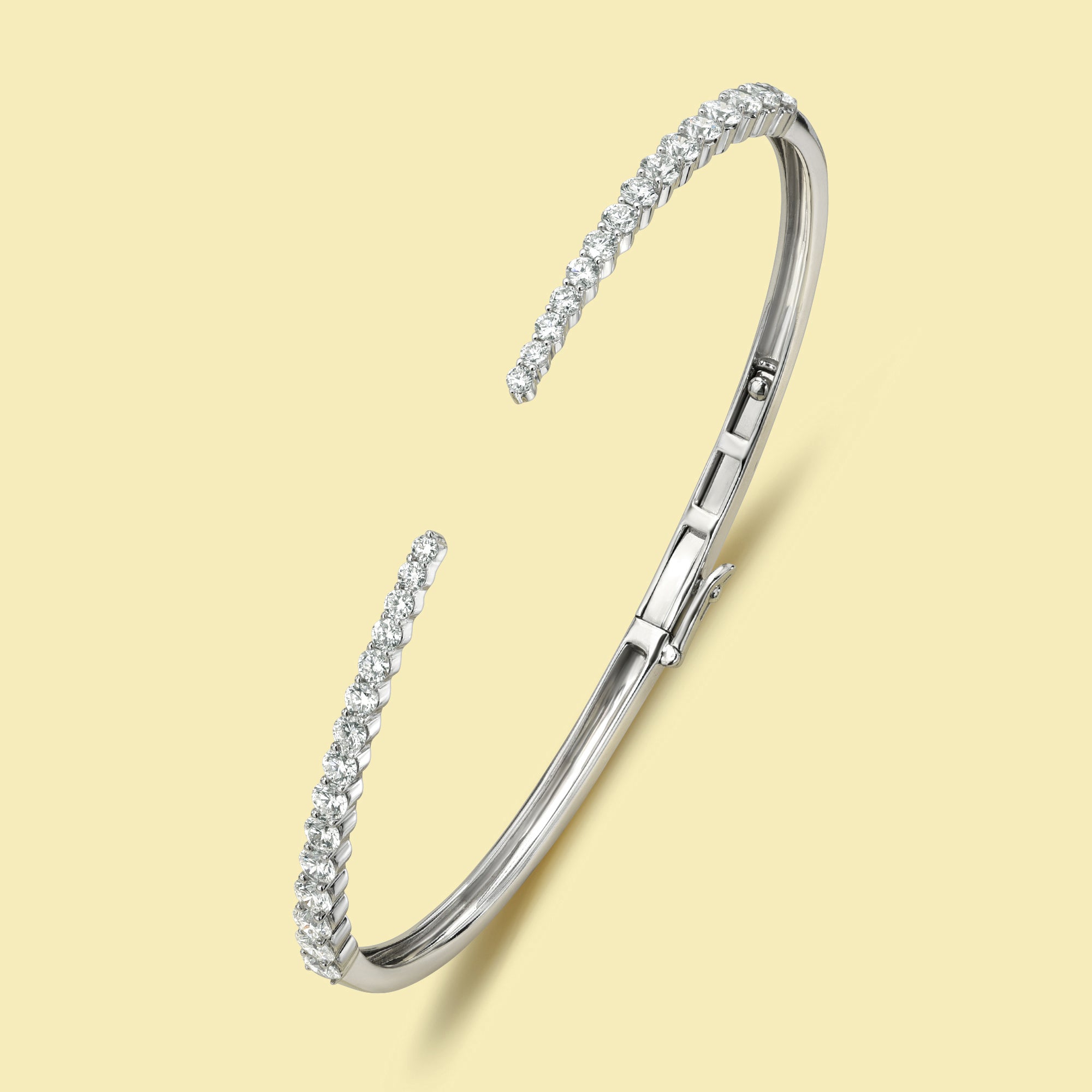 The Audrey, Graduated Open Cuff Diamond Bangle by Earthena Jewelry in Los Angeles