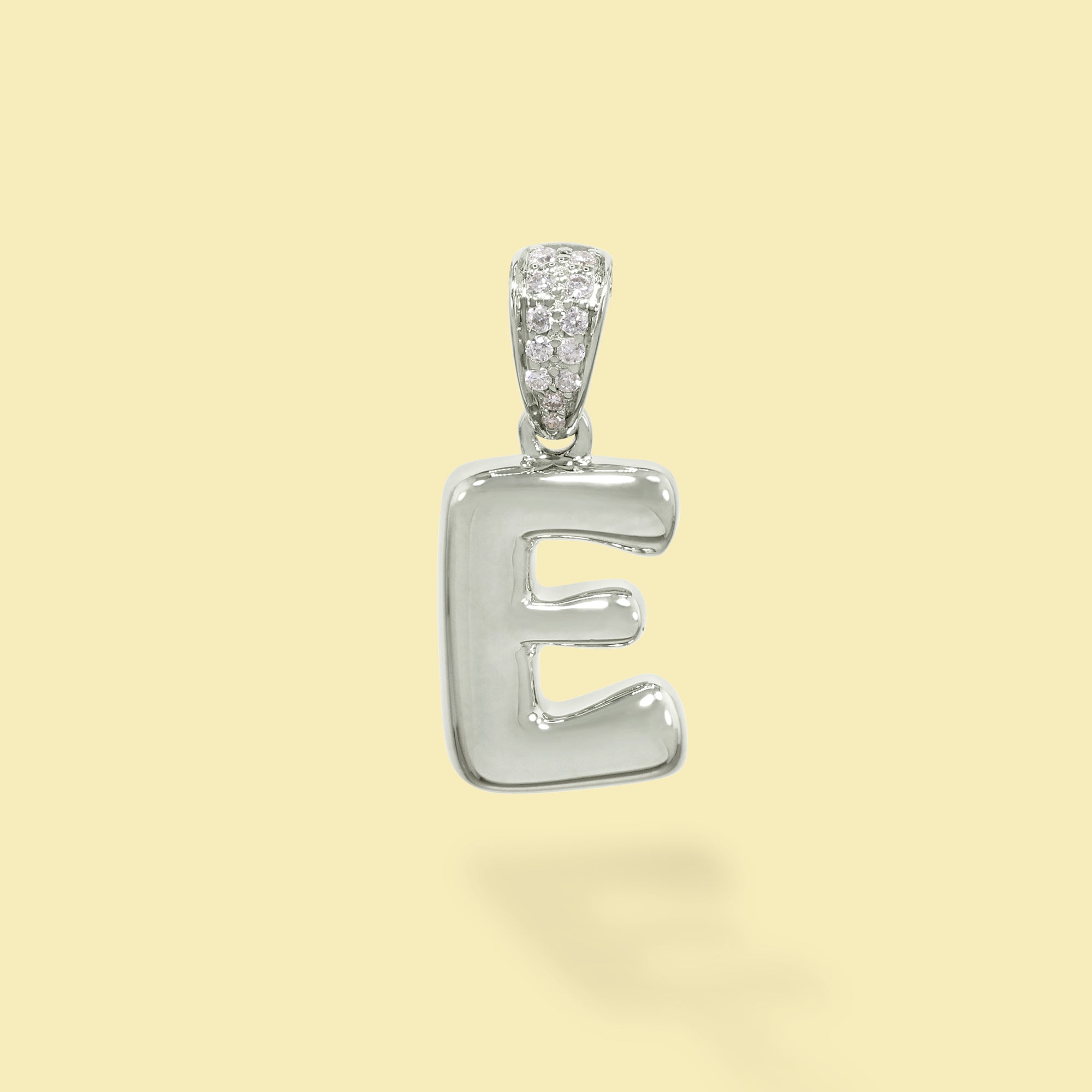 The Cloud, Gold Initial Diamond Puff Charm Pendant handcrafted in 14K Gold by Earthena Jewelry of Beverly Hills, California.