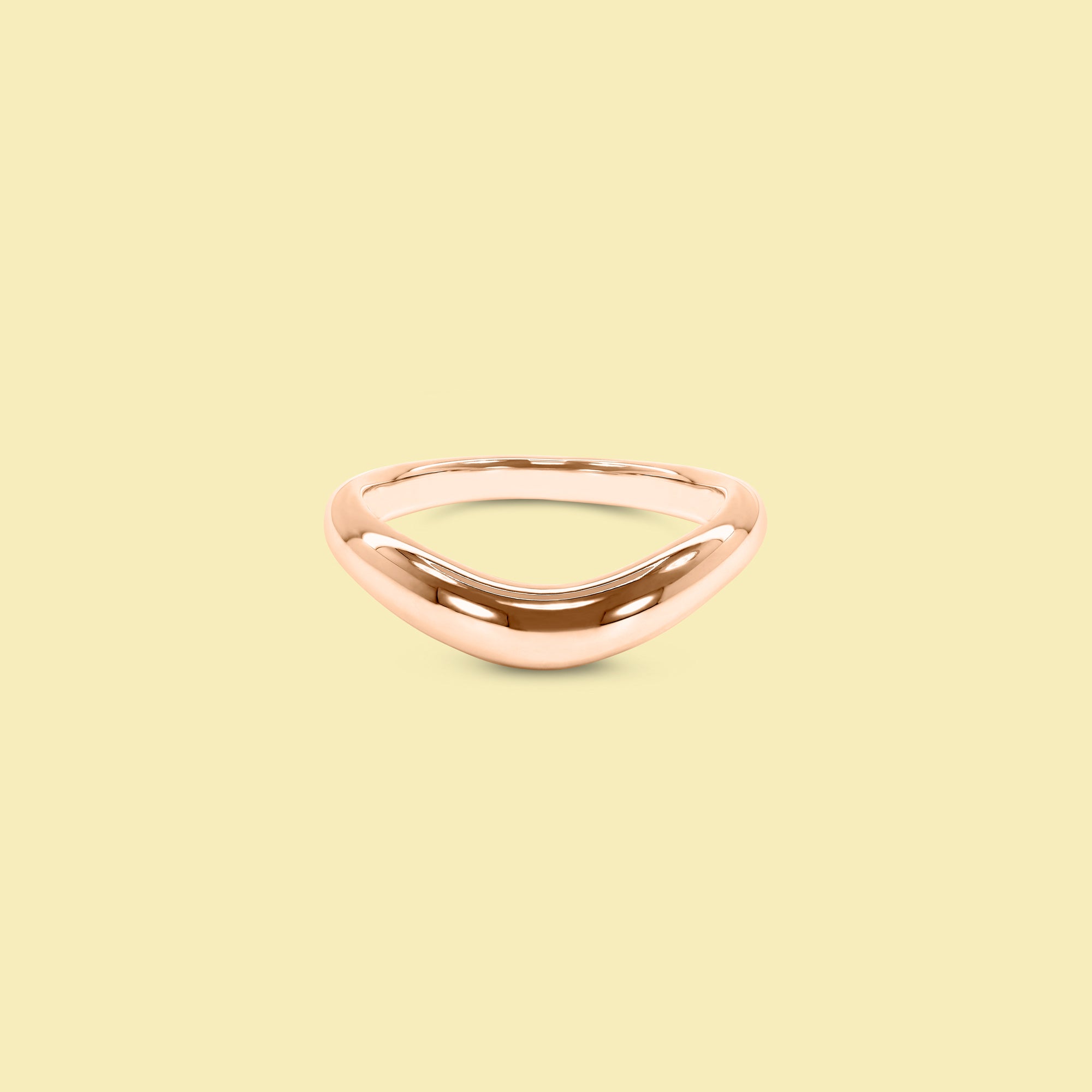 Cloud Curved Gold Pinky Ring Handcrafted in 14K Gold, 18K Gold, or Platinum by Earthena Jewelry of Beverly Hills.