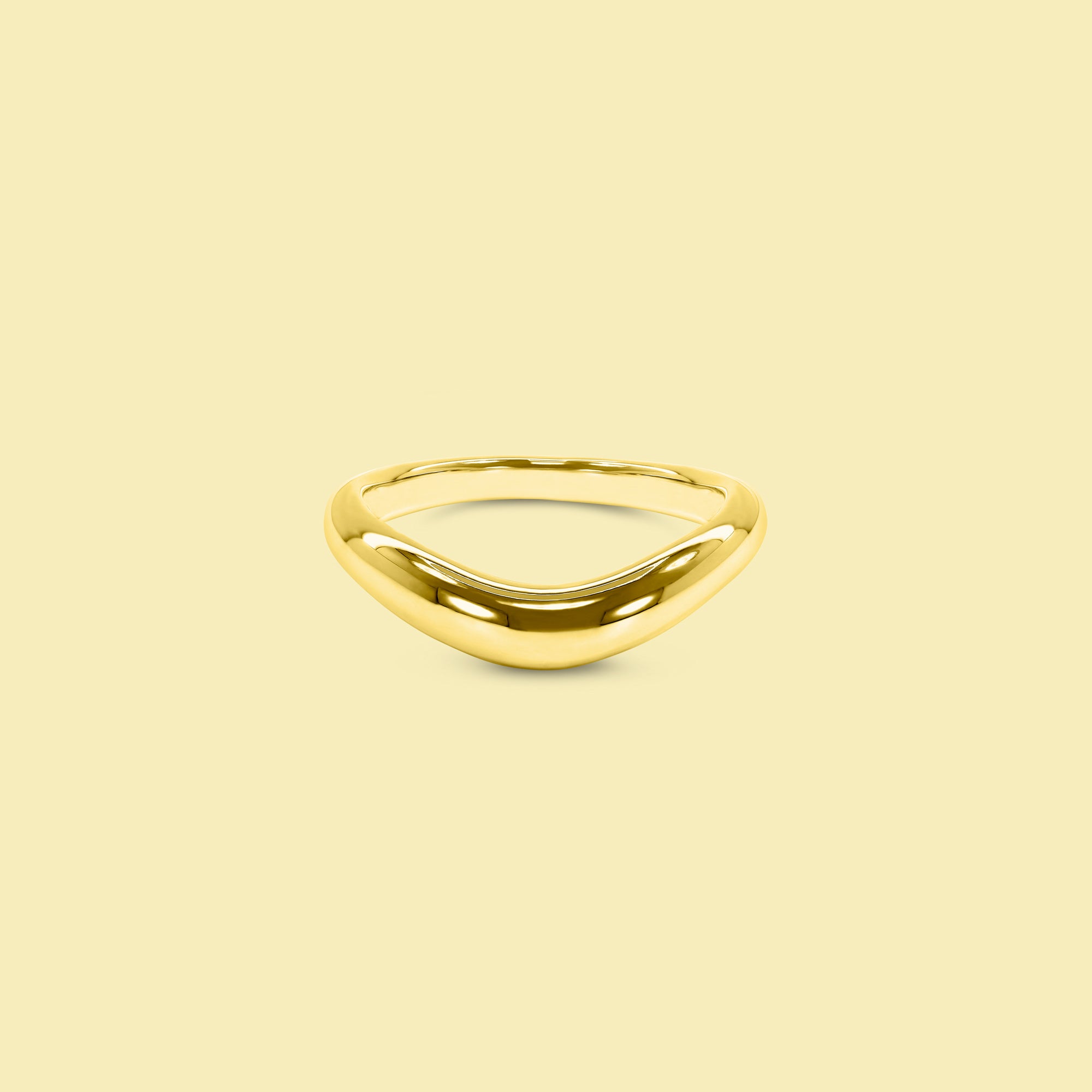 Cloud Curved Gold Pinky Ring Handcrafted in 14K Gold, 18K Gold, or Platinum by Earthena Jewelry of Beverly Hills.