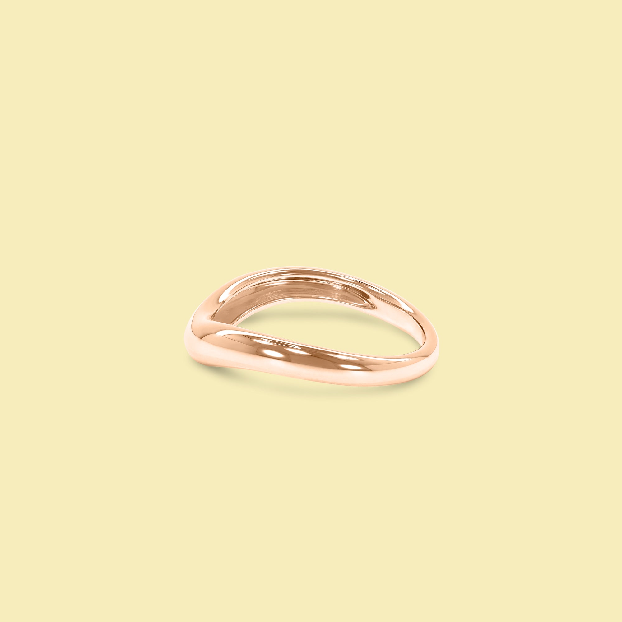 Cloud Curved Gold Pinky Ring Handcrafted in 14K Gold, 18K Gold, or Platinum by Earthena Jewelry of Beverly Hills.