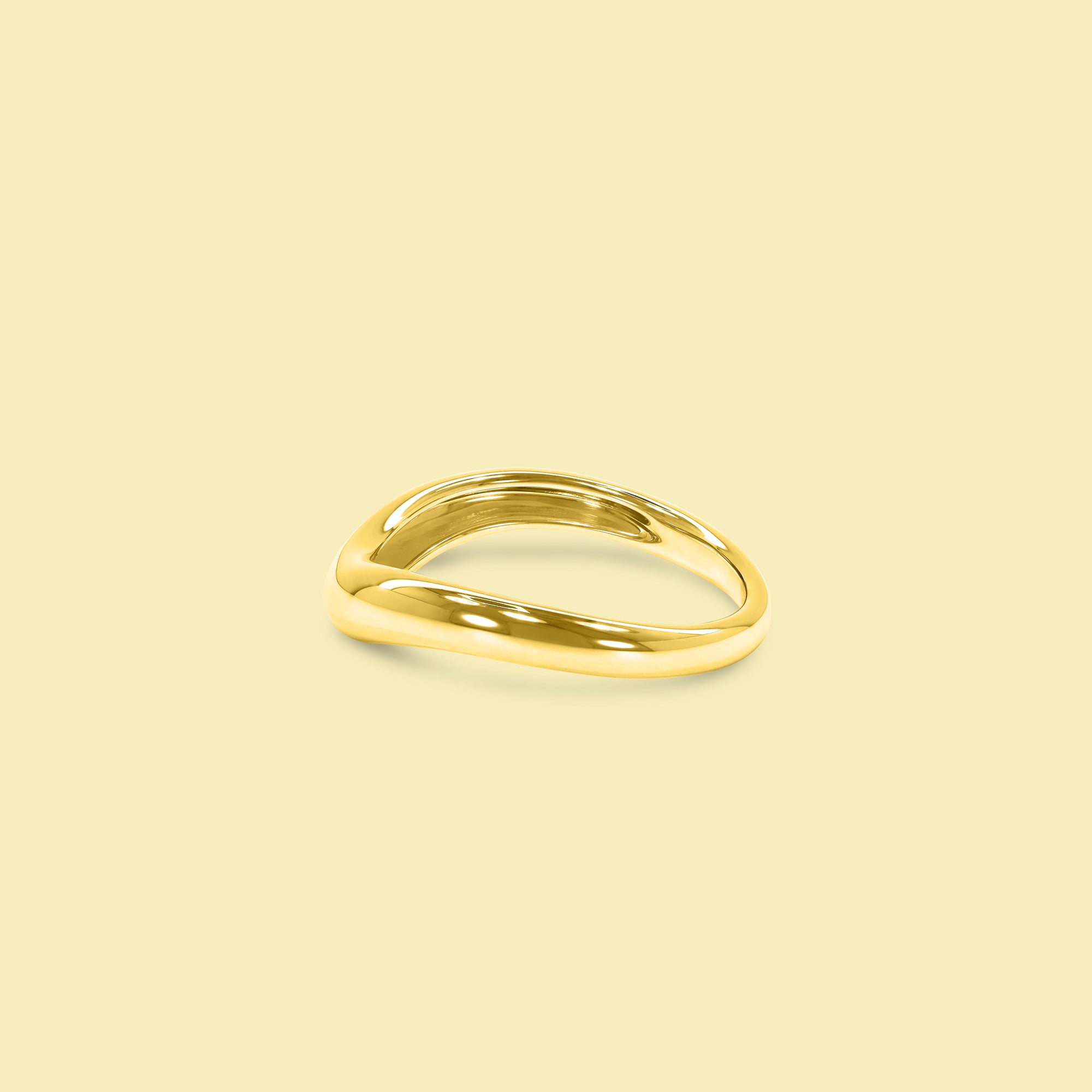Cloud Curved Gold Pinky Ring Handcrafted in 14K Gold, 18K Gold, or Platinum by Earthena Jewelry of Beverly Hills.