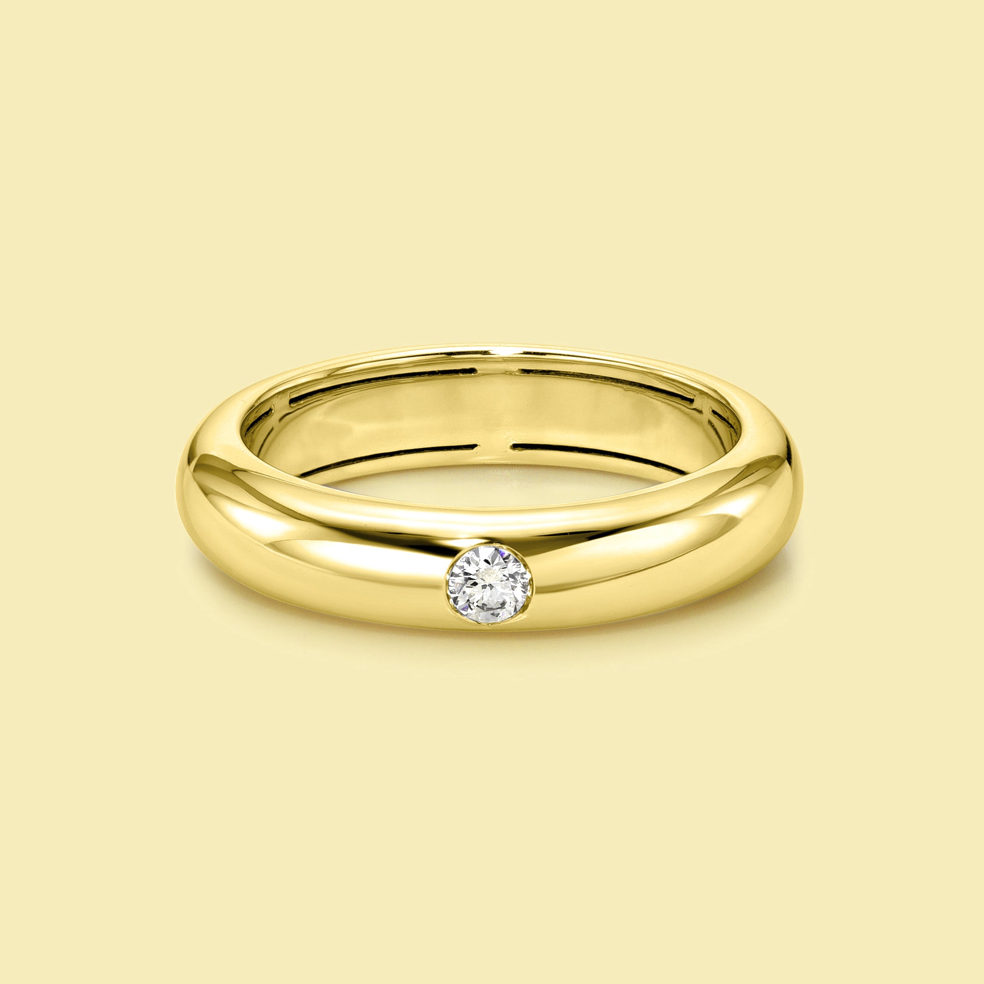 The Cloud, Bezel-set Round-cut Lab-grown Diamond or Natural Diamond Chunky Band handcrafted in 14K Gold, 18K Gold, or Platinum by Earthena Jewelry