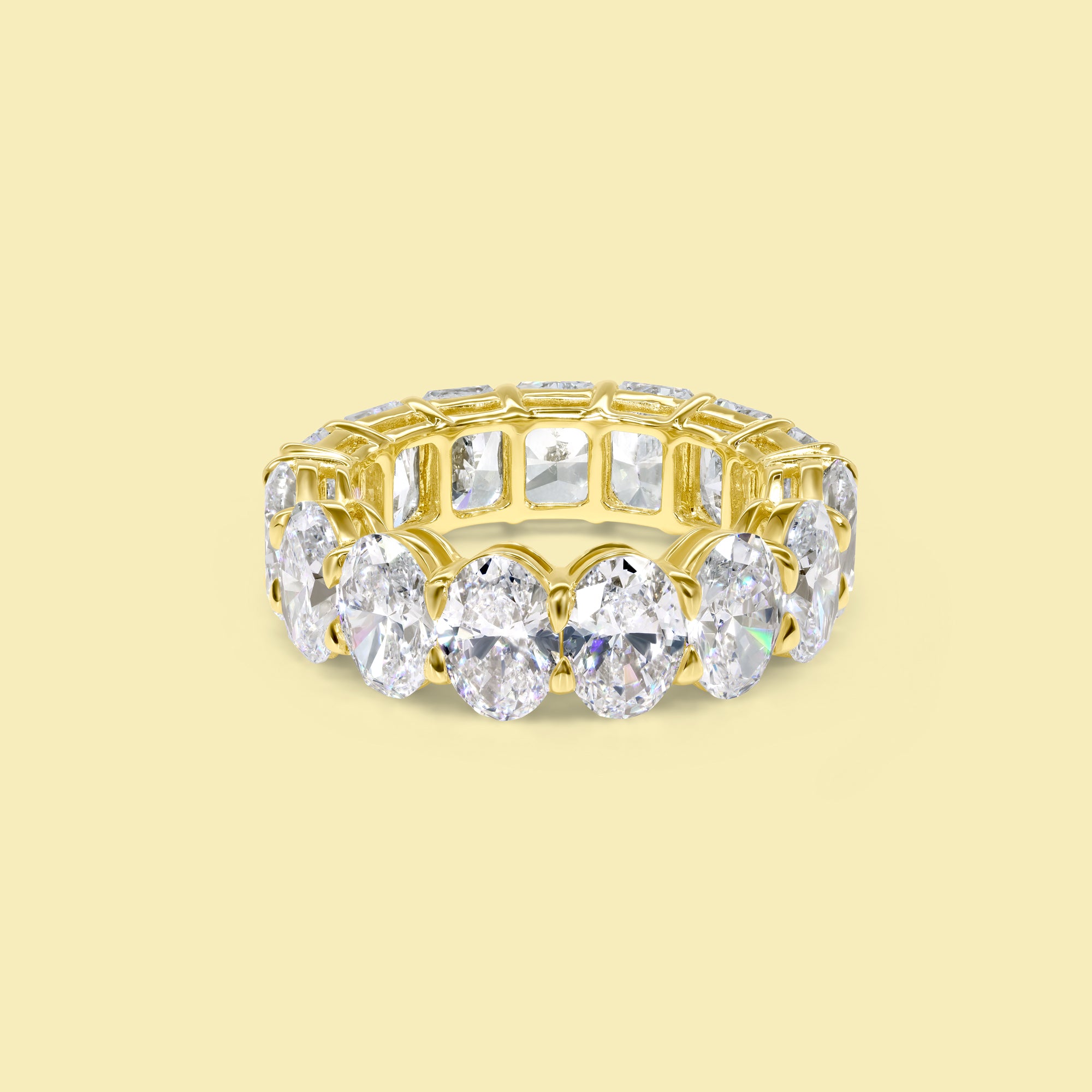 The Duo, Oval and Radiant Diamond Eternity Band in 14K gold, 18K gold, or Platinum by Earthena Jewelry of Beverly Hill, handcrafted in Los Angeles, California.