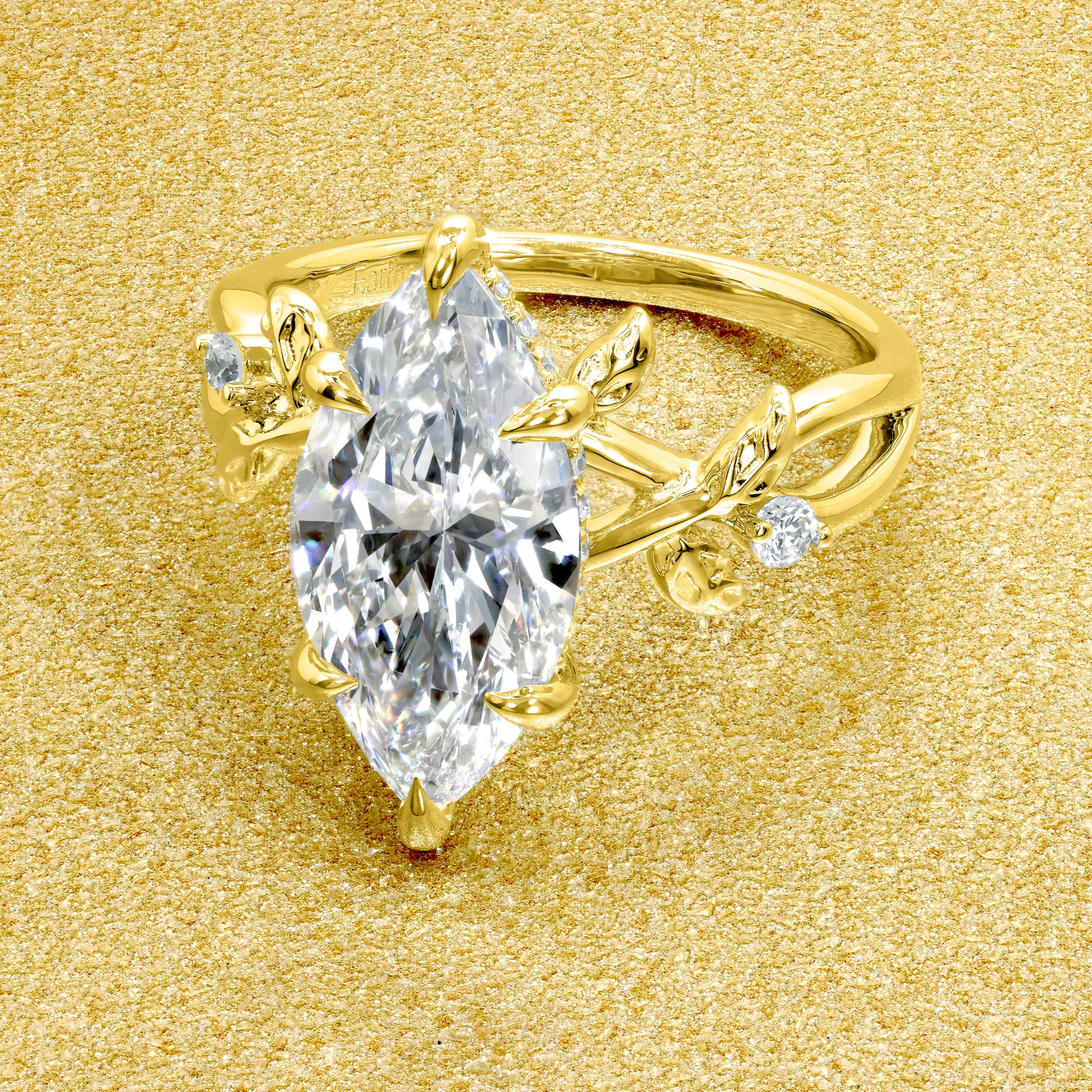 Flora 3ct Marquise-Cut Lab-Grown Diamond Hidden Halo Engagement Ring in 14K Gold, 18K Gold, or Platinum by Earthena Jewelry of Beverly Hills