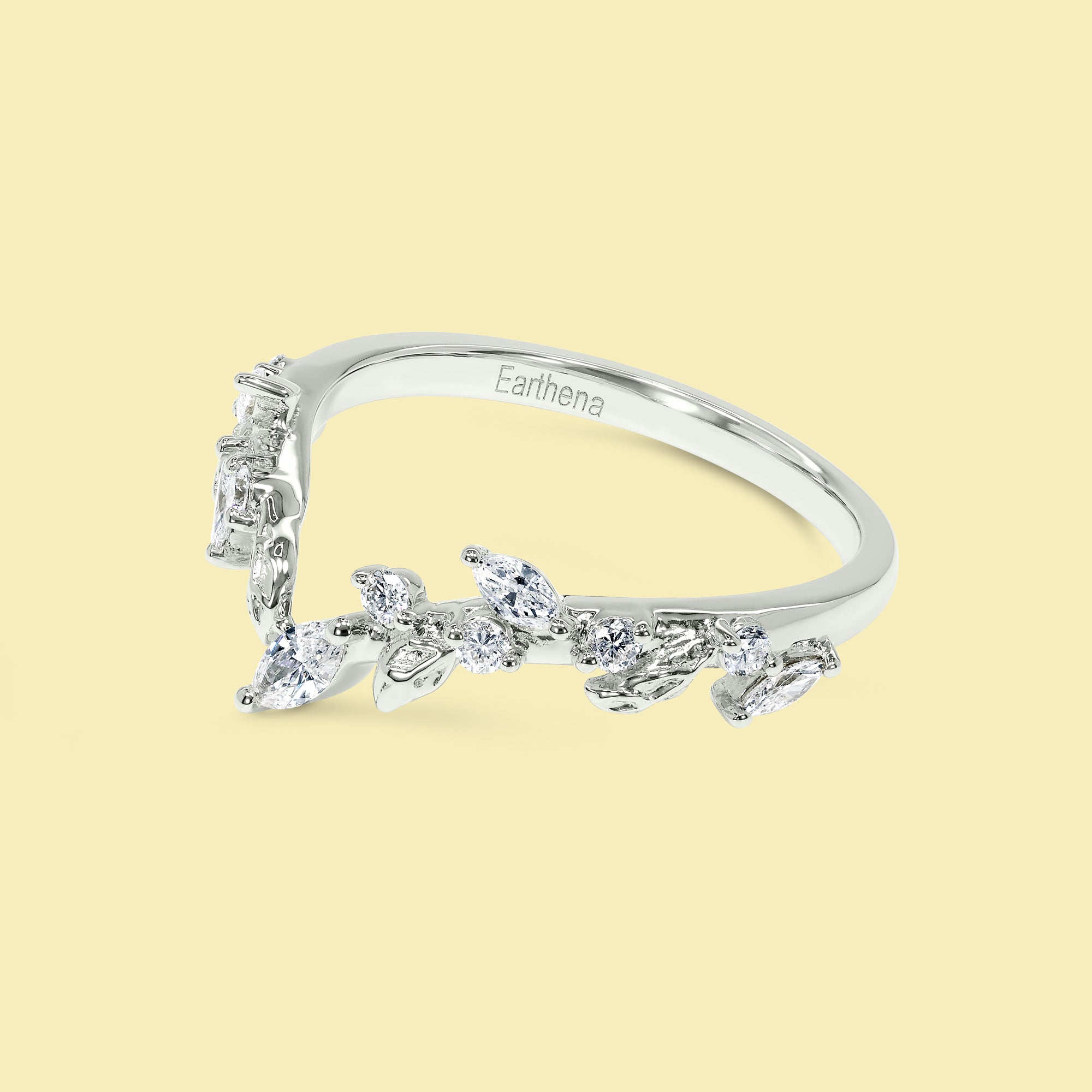 The Flora, V-shaped Floral Diamond Band by Earthena Jewelry of Beverly Hills.