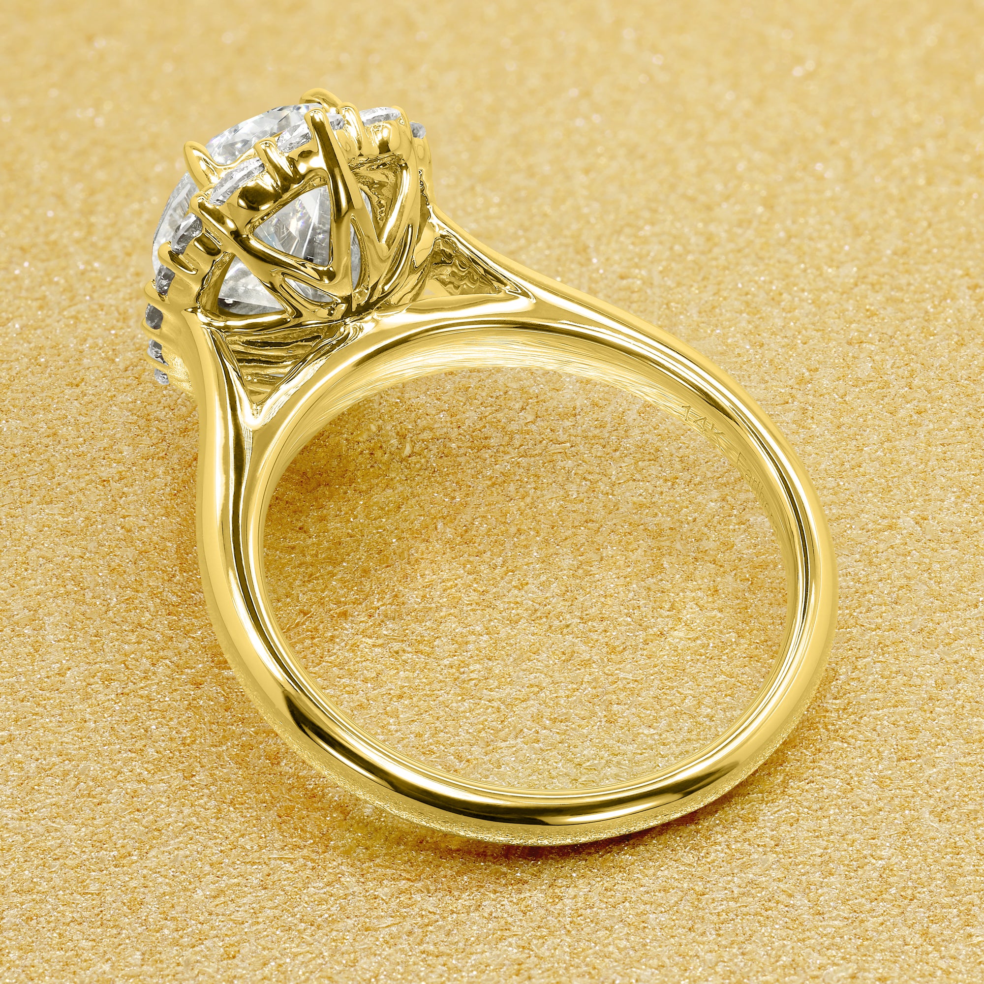 Gloria 2ct Oval-cut Moissanite Halo Cathedral Engagement ring in 14K Gold, 18K Gold, or Platinum by Earthena Jewelry of Beverly Hills.