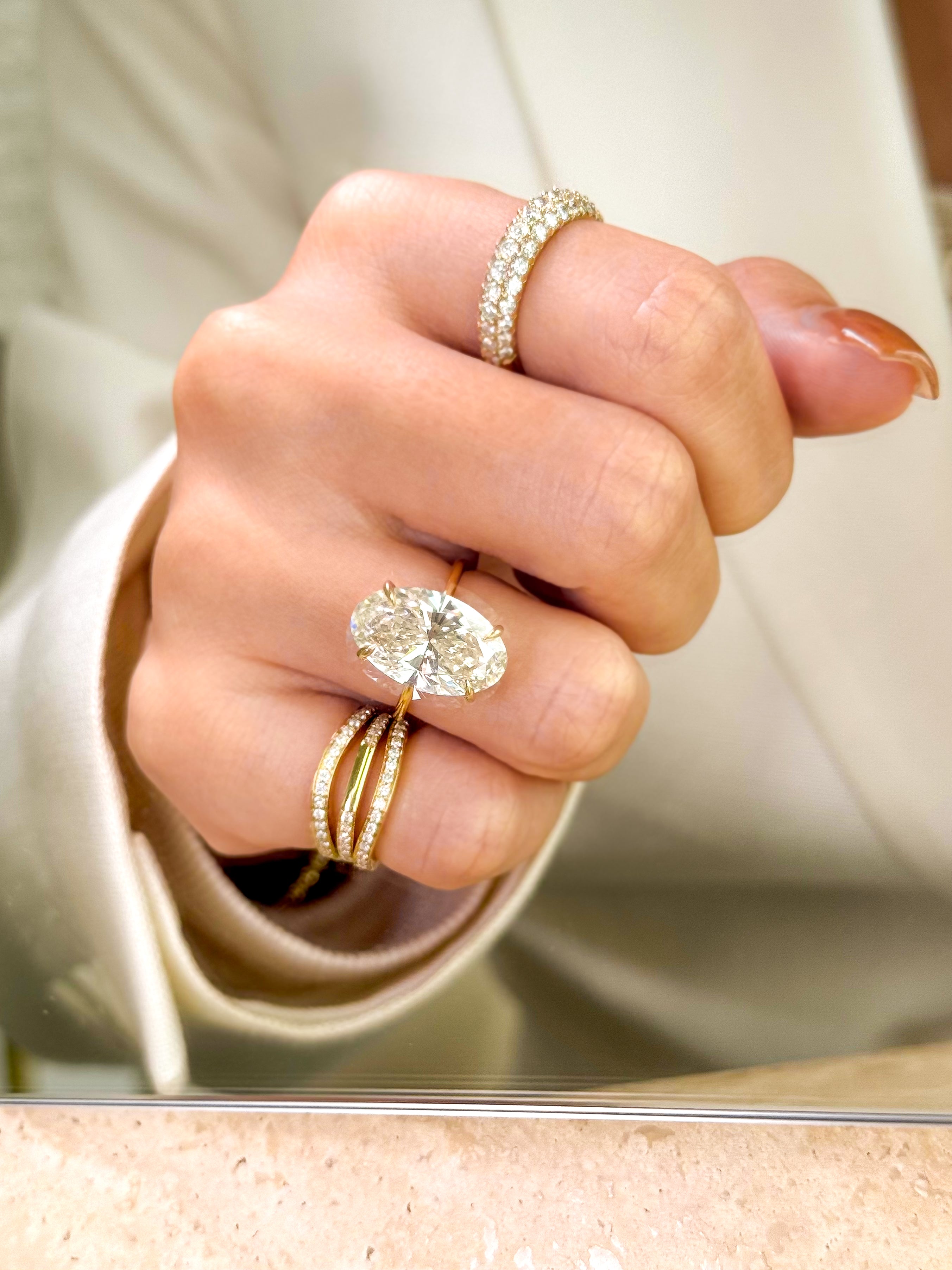 Nico Slim Signet Diamond Pinky Ring in Gold or Platinum by Earthena Jewelry of Beverly Hills.