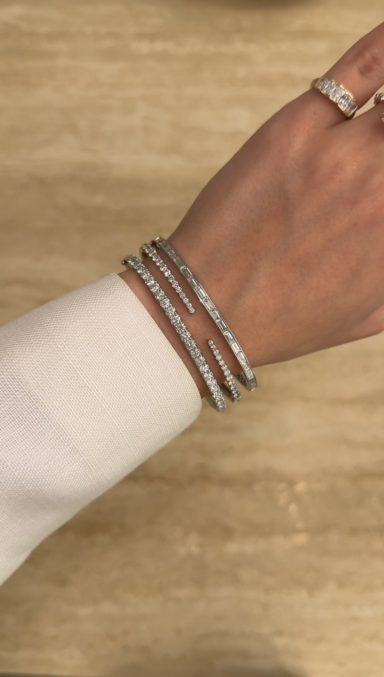 The Audrey, Graduated Open Cuff Diamond Bangle