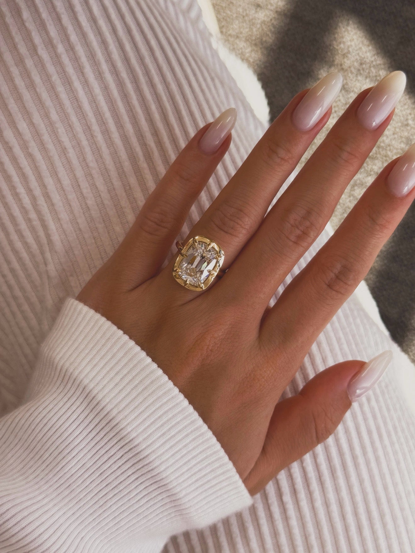 The Elizabeth, 4.95ct Old-mine Cut Elongated Cushion Lab-grown Diamond Ring