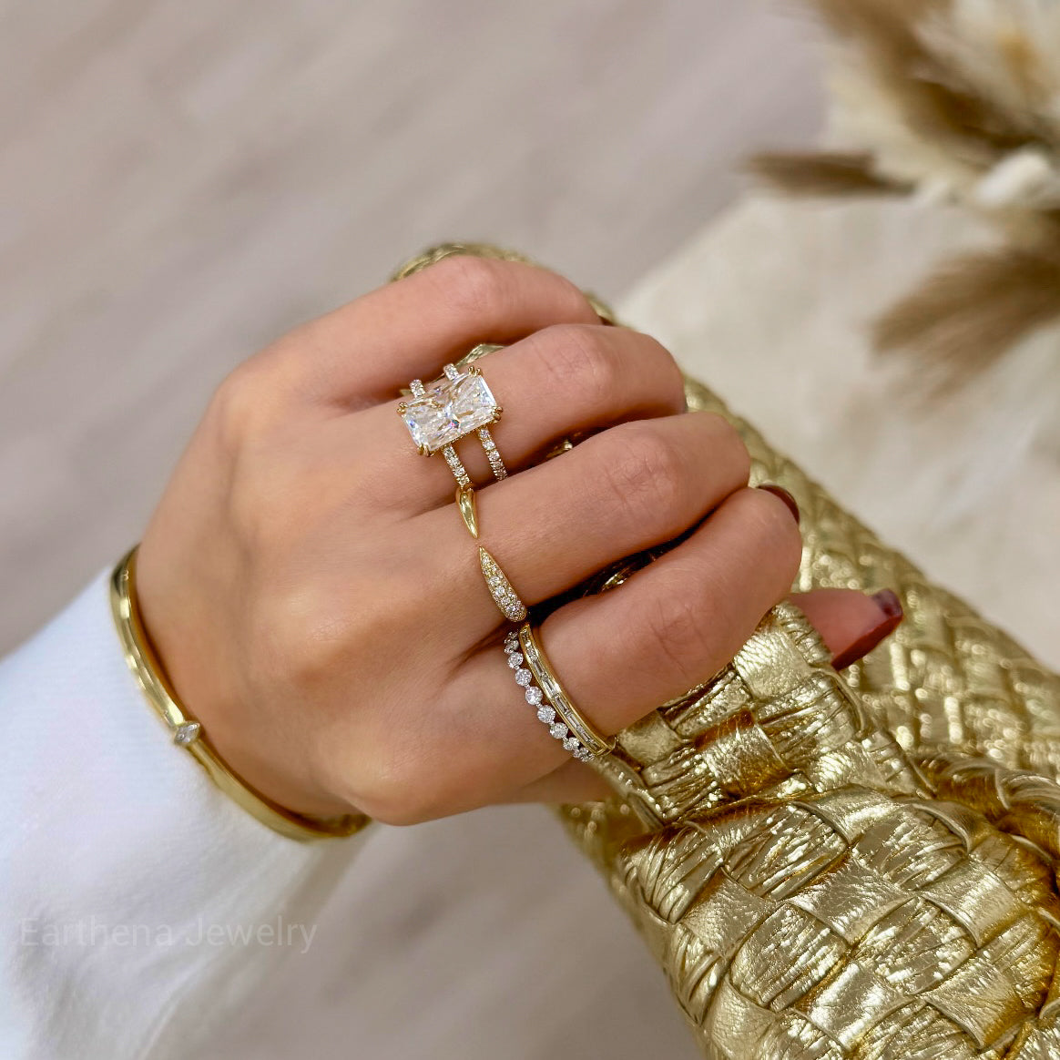 Luna Eternity Round Brilliant-cut Lab Diamond Eternity Band Handcrafted in 14K or 18K gold in White, Yellow, or Rose color with a high polish finish handcrafted by Earthena Jewelry by Earthena Jewelry.