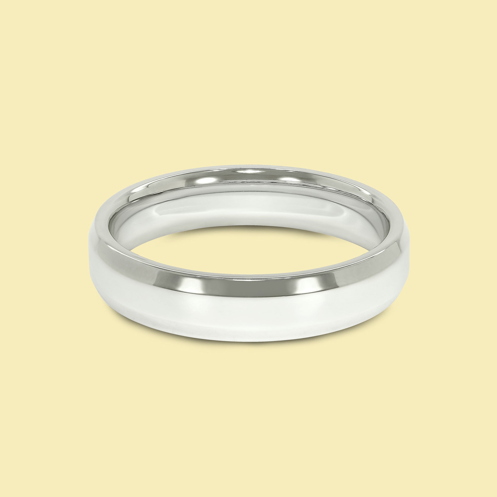 The Knox Solid Gold 5mm Beveled Edge High Polish Comfort Fit Men's Wedding Band in 14K Gold, 18K Gold, or Platinum by Earthena Jewelry of Beverly Hills.