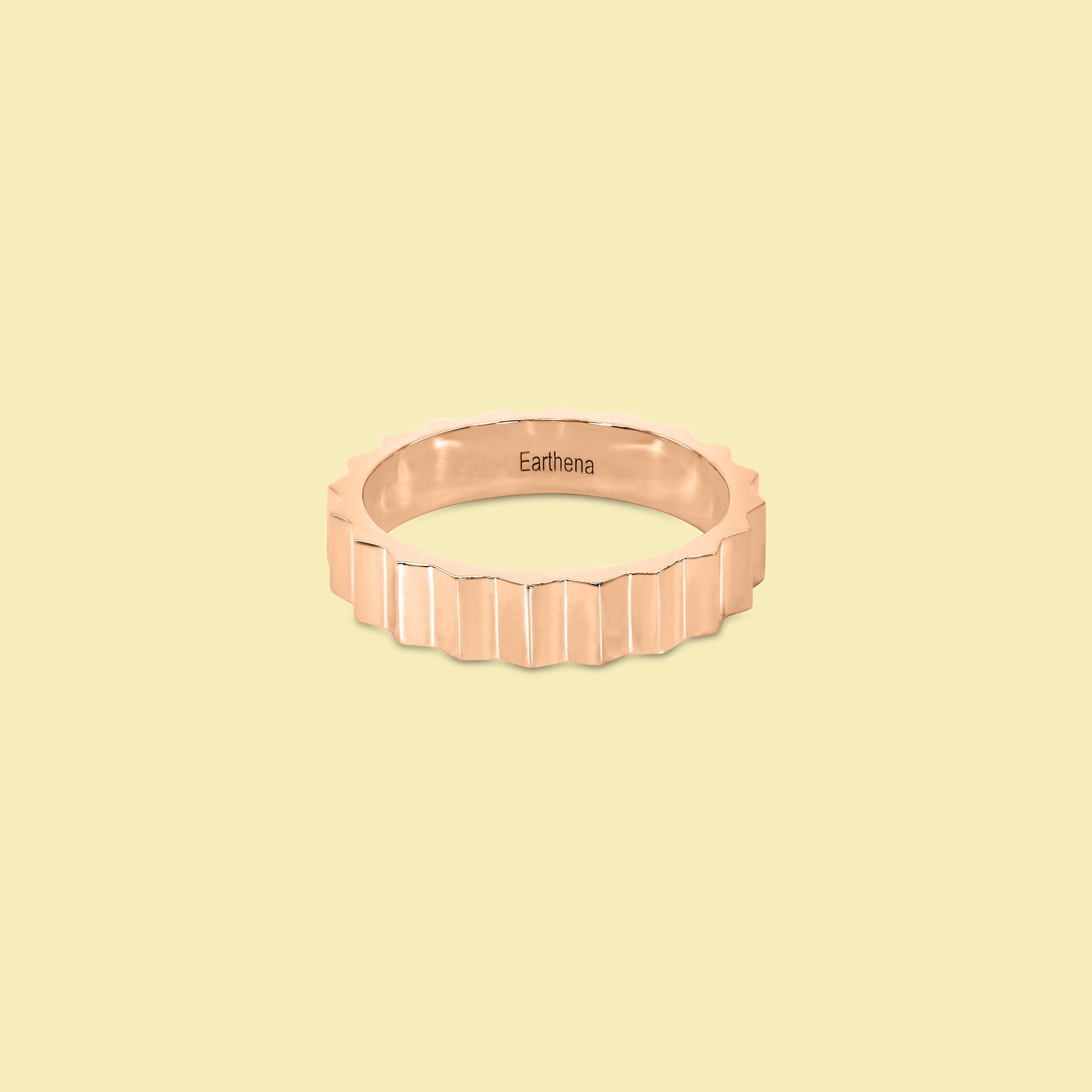Leona Pinky Ring, Fluting Solid Gold Band Handcrafted in 14K Gold, 18K Gold, or Platinum by Earthena Jewelry of Beverly Hills.