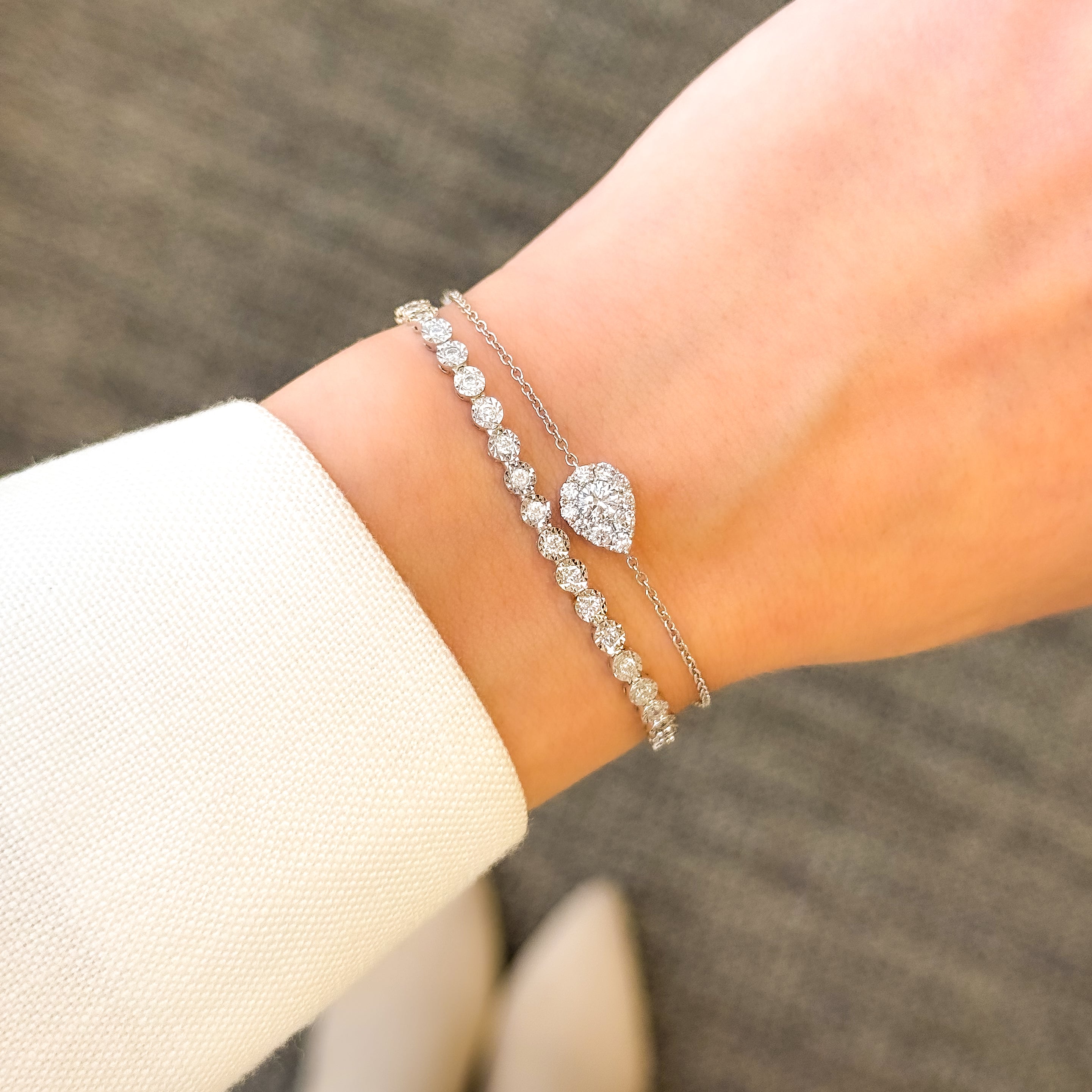 The Ava, Mini Diamond Tennis Bracelet is handcrafted in 14K gold, 18K gold, and Platinum by Earthena Jewelry of Beverly Hills, California in Los Angeles.