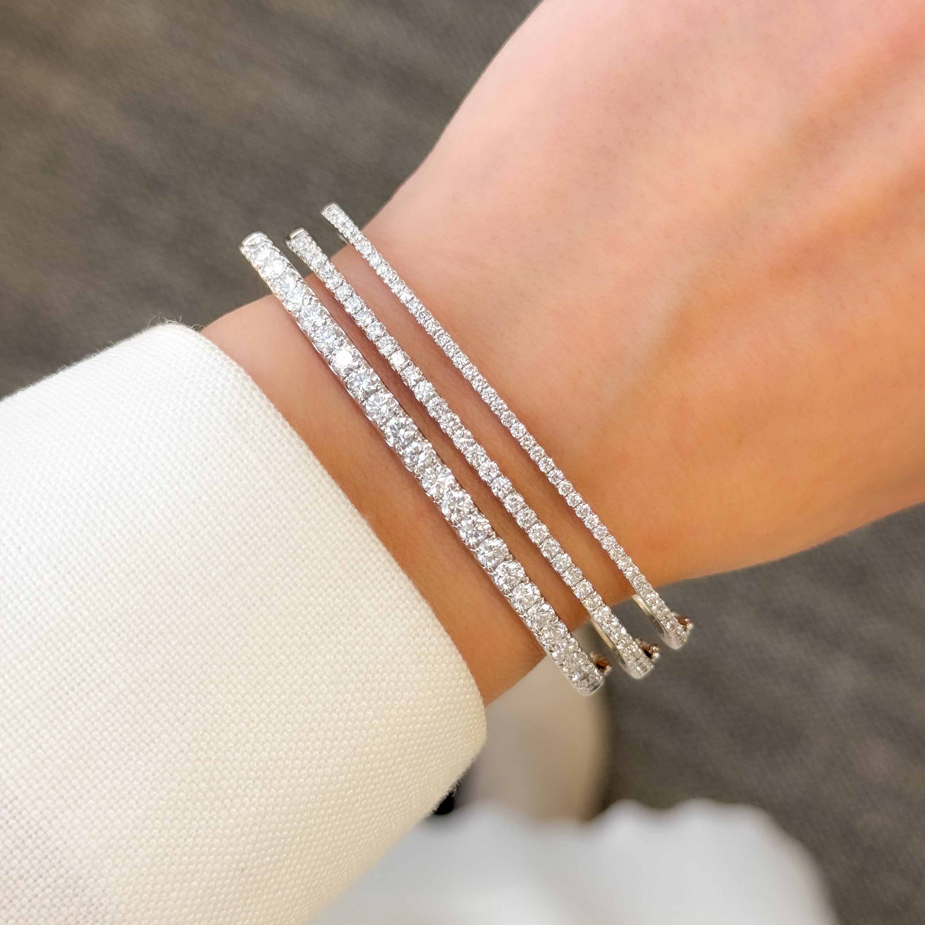 The Ace Essential, Classic Lab-grow diamond or natural diamond Bangle handcrafted in 14K Gold, 18K Gold, or Platinum by Earthena Jewelry of Beverly Hills, California.