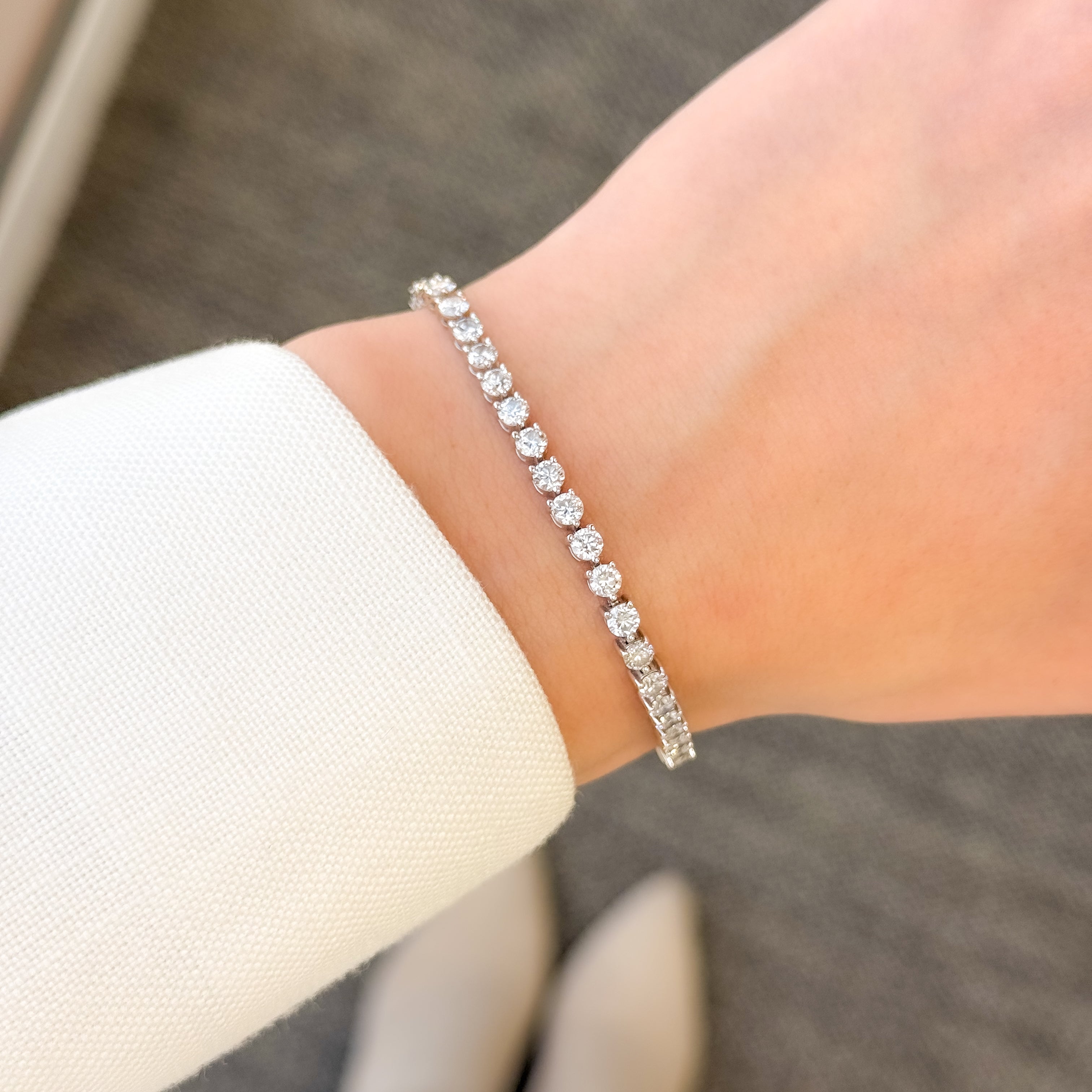 The Naomi, Classic Diamond Tennis Bracelet is handcrafted in 14K gold, 18K gold, or Platinum by Earthena Jewelry of Beverly Hills, California in Los Angeles.