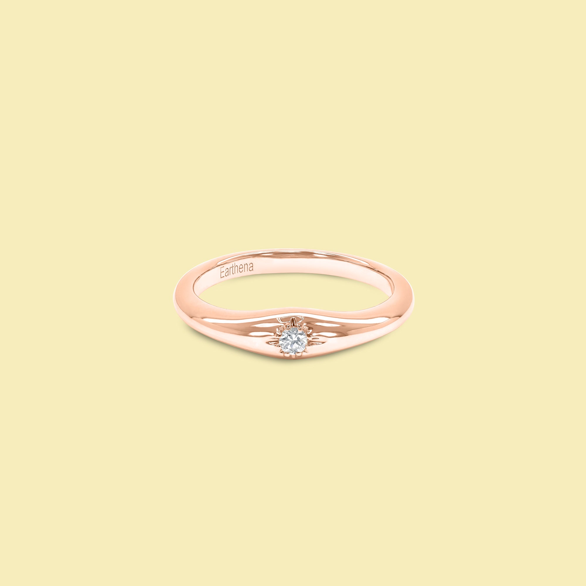 Lumi Star Solitaire Diamond Pinky Ring Crafted in Gold or in Platinum by Earthena Jewelry of Beverly Hills.