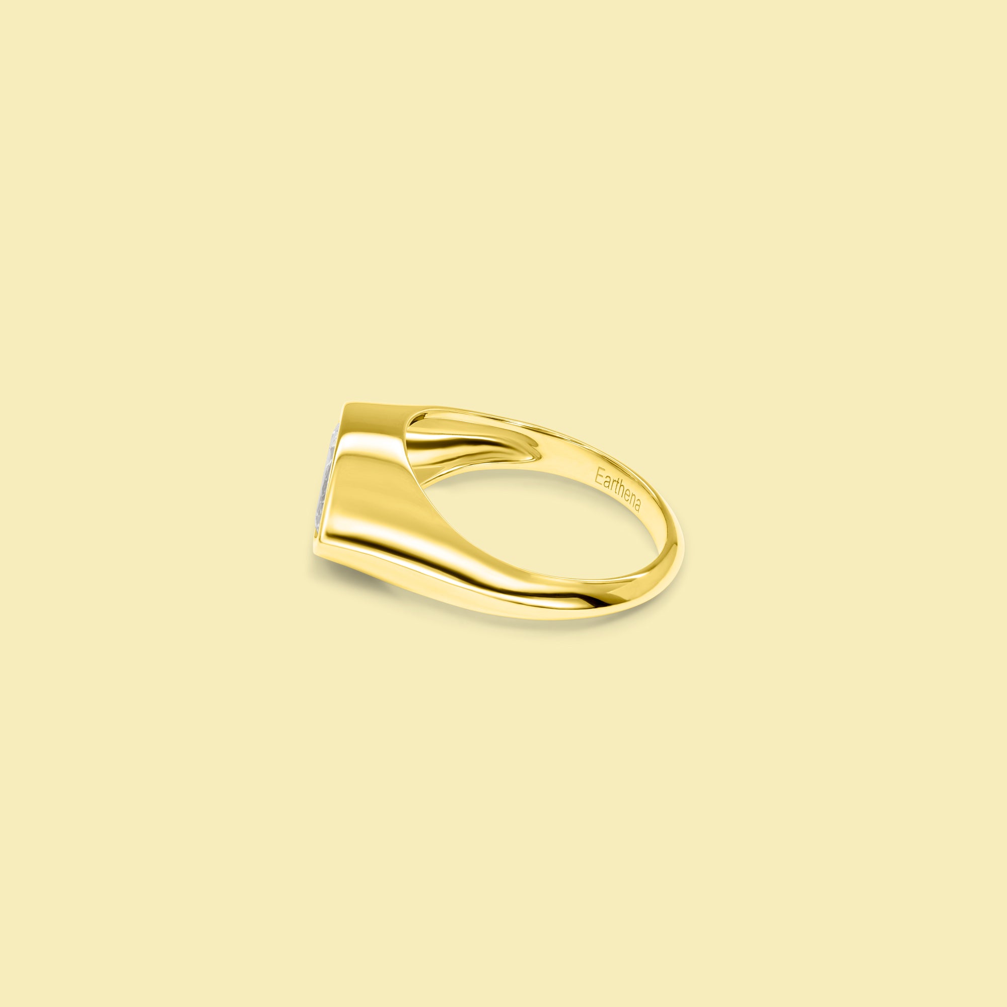 The Muse Bezel-set Marquise Diamond Pinky Ring in 14K, 18K Gold or Platinum | Lab-Grown or Earth-Mined by Earthena Jewelry of Beverly Hills handcrafted in Los Angeles, California.