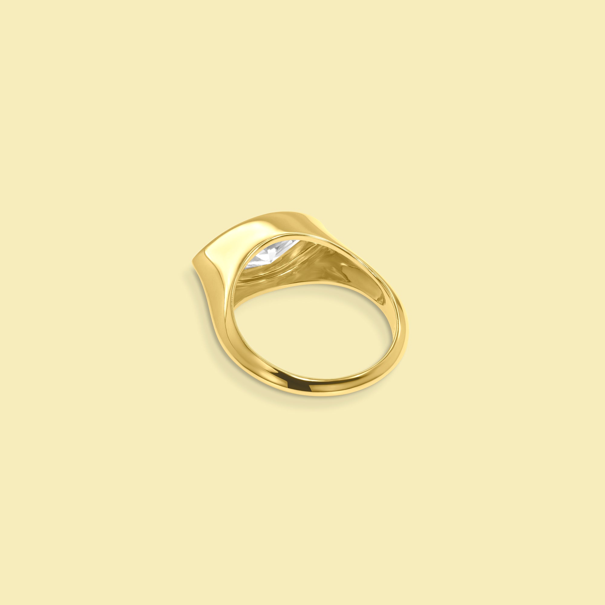 The Muse Bezel-set Marquise Diamond Pinky Ring in 14K, 18K Gold or Platinum | Lab-Grown or Earth-Mined by Earthena Jewelry of Beverly Hills handcrafted in Los Angeles, California.