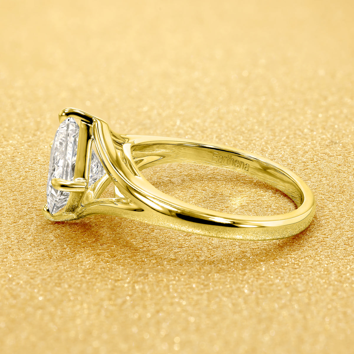 Nova 2ct Princess-Cut Lab-Grown Diamond Cathedral Engagement Ring in 14K Gold, 18K Gold, or Platinum by Earthena Jewelry of Beverly Hills.