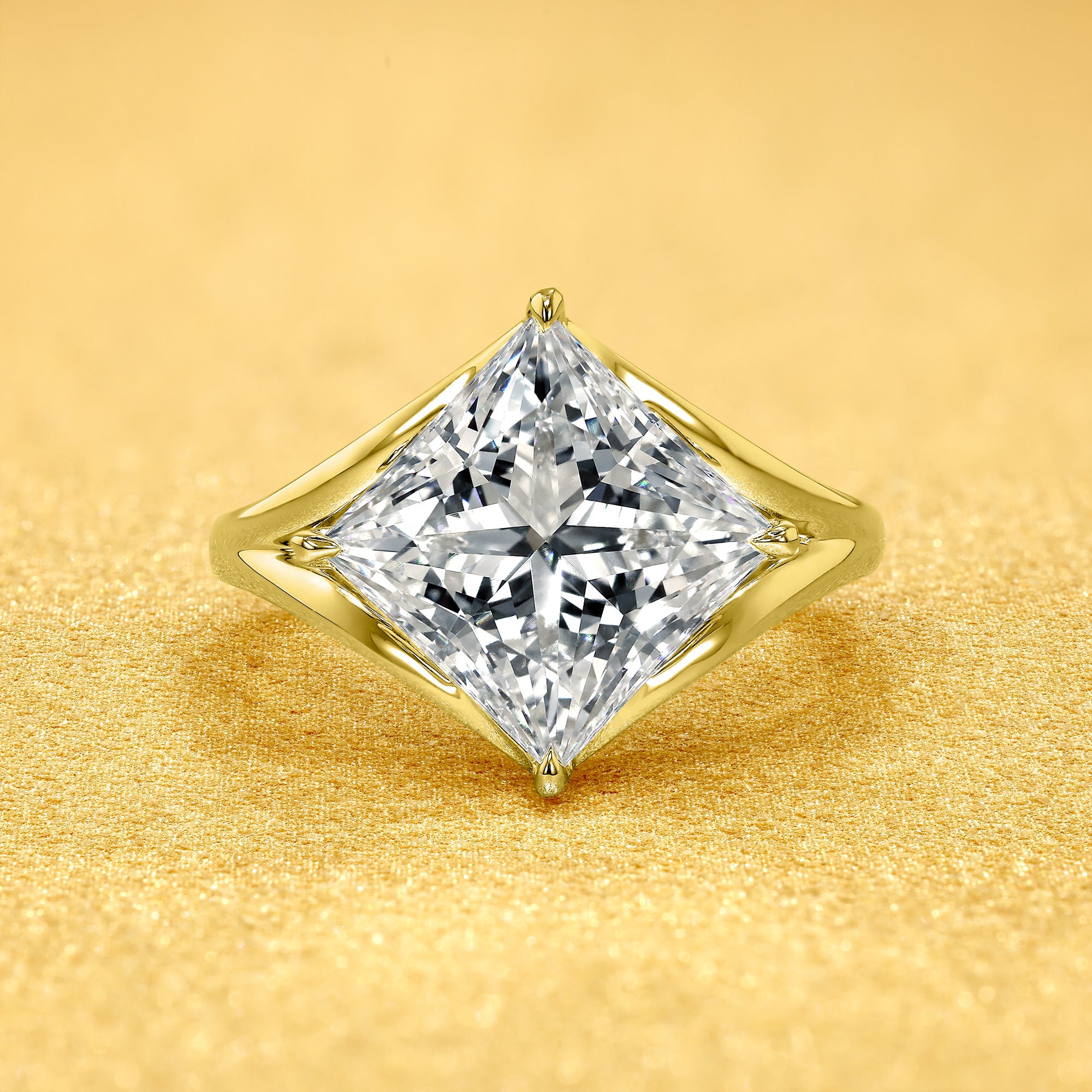 The Nova, 4ct Princess Cut Diamond Cathedral Ring