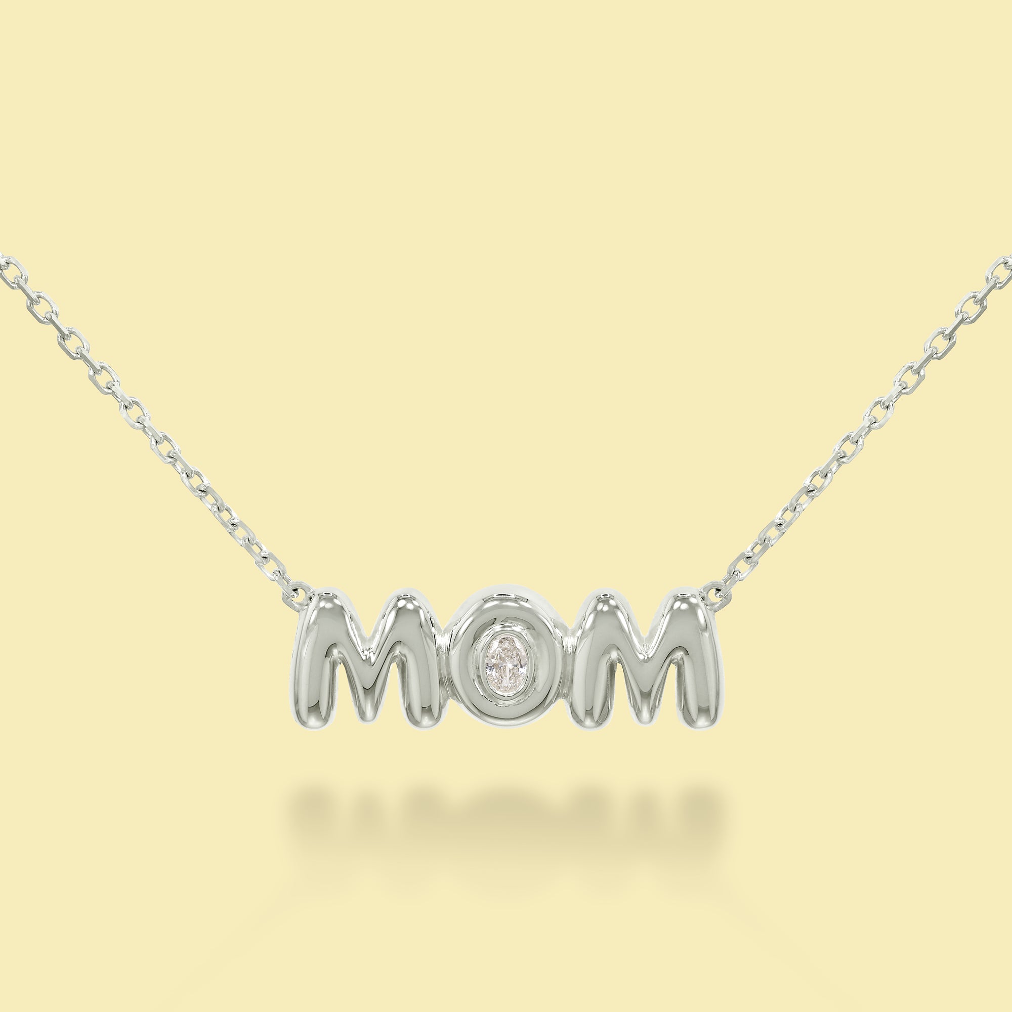 The Cloud, Mom Diamond Puff Pendant Necklace handcrafted in 14K Gold or 18K Gold by Earthena Jewelry of Beverly Hills, California.
