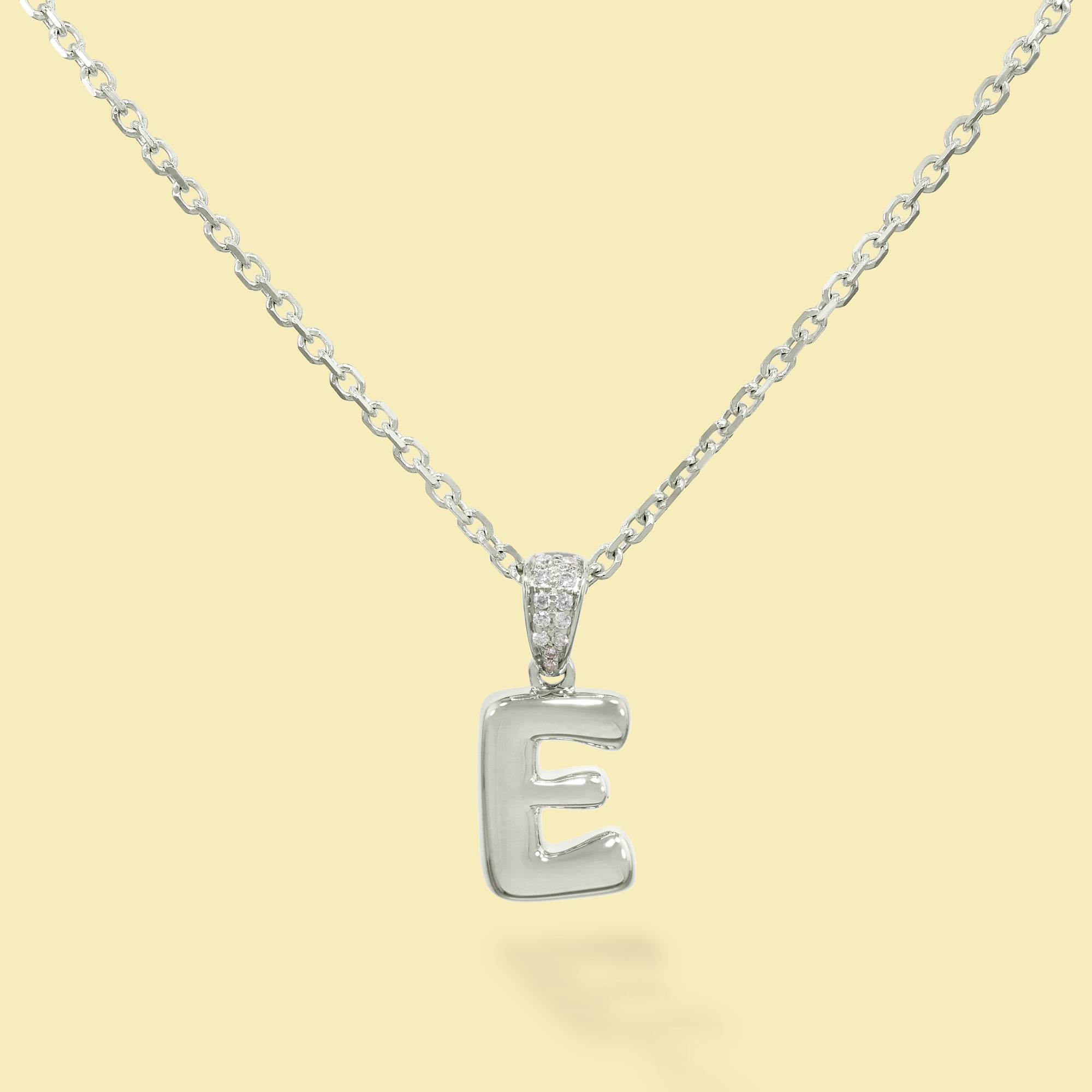 The Cloud, Gold Initial Diamond Puff Pendant Necklace handcrafted in 14K Gold by Earthena Jewelry of Beverly Hills, California.