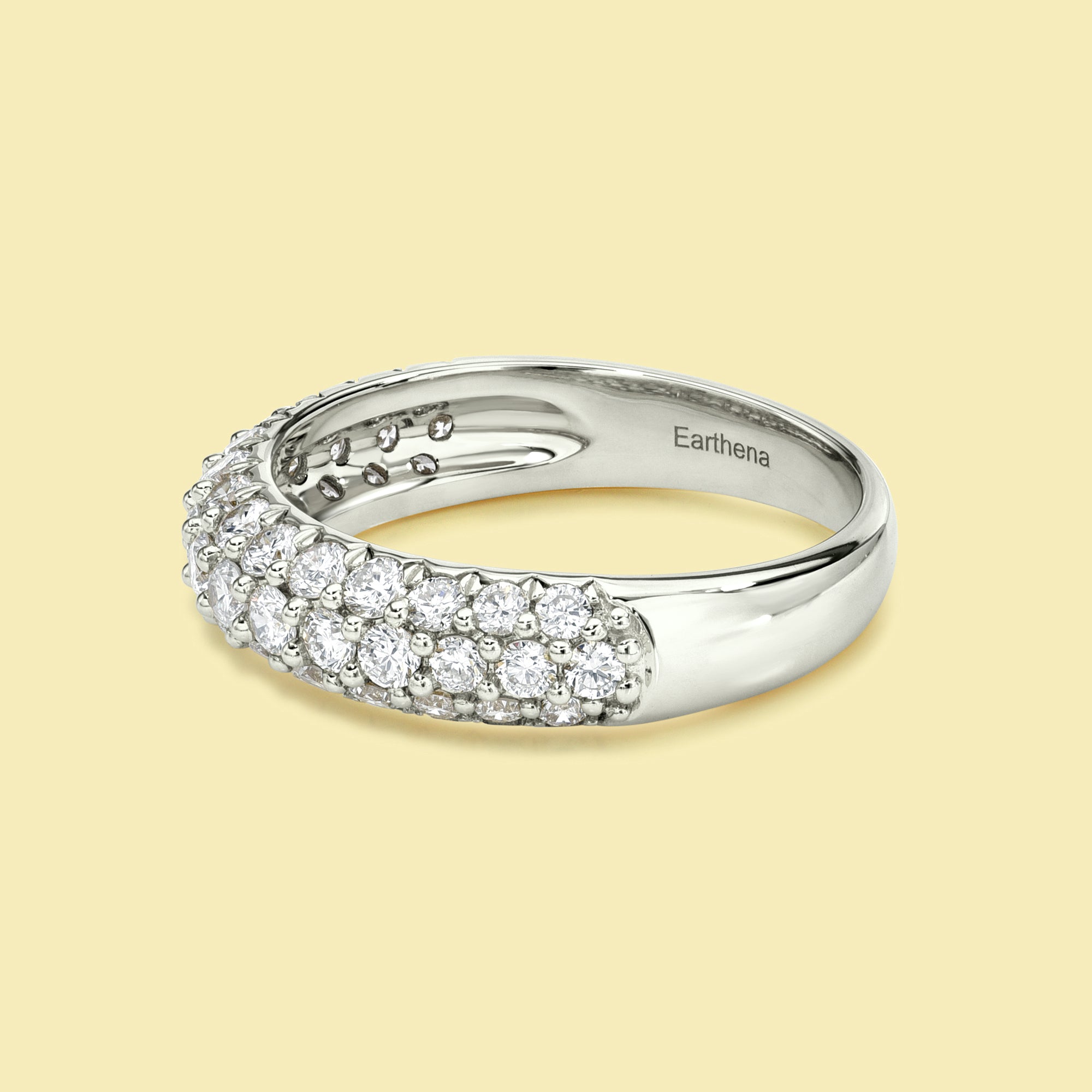 Remi Triple Micro-pave Stackable Dome Diamond Ring Handcrafted in 14K gold, 18K gold, or Platinum handcrafted in Los Angeles by Earthena Jewelry