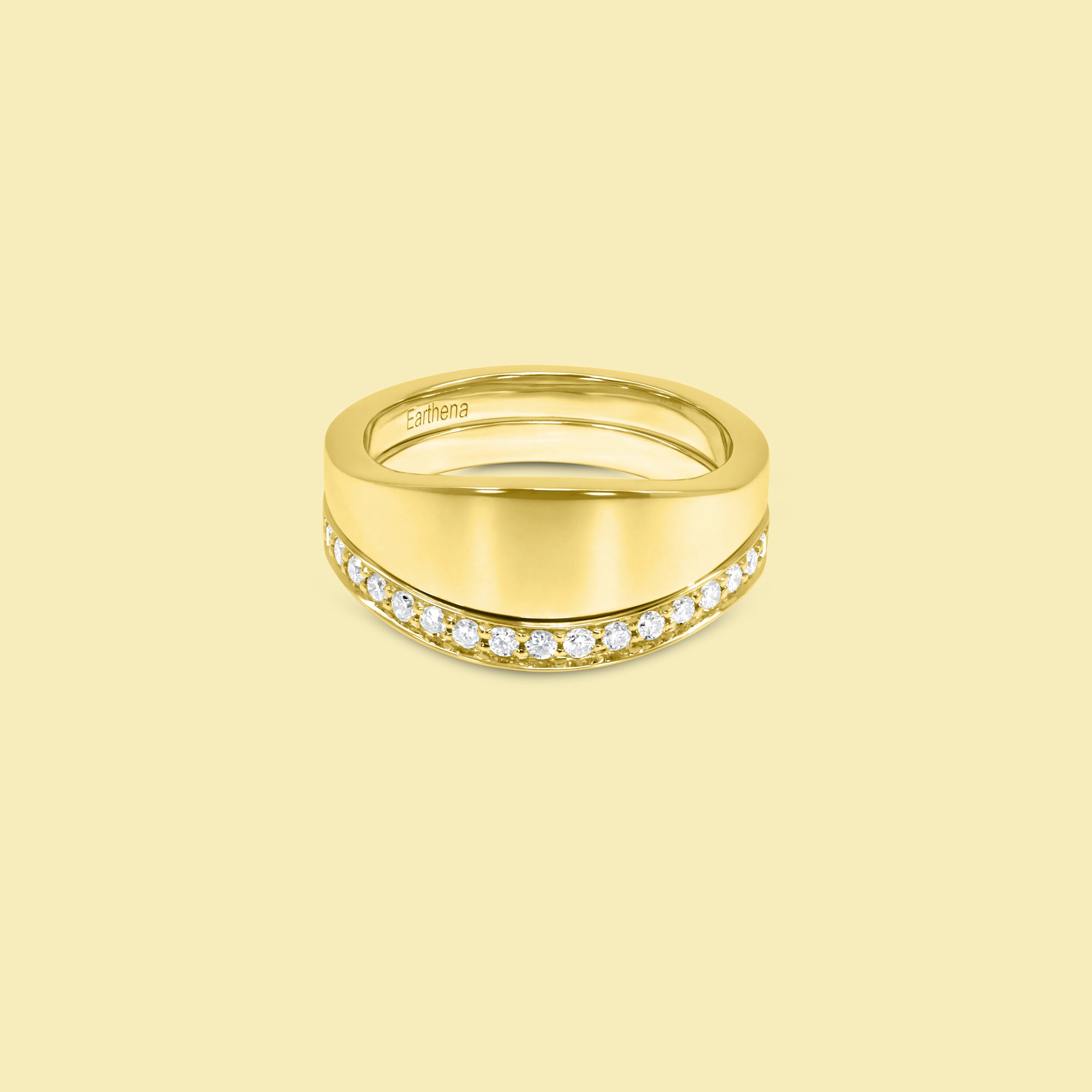 The Renee Stack Signet and Diamond Curved Band Pinky Ring Set by Earthena Jewelry of Beverly Hills.