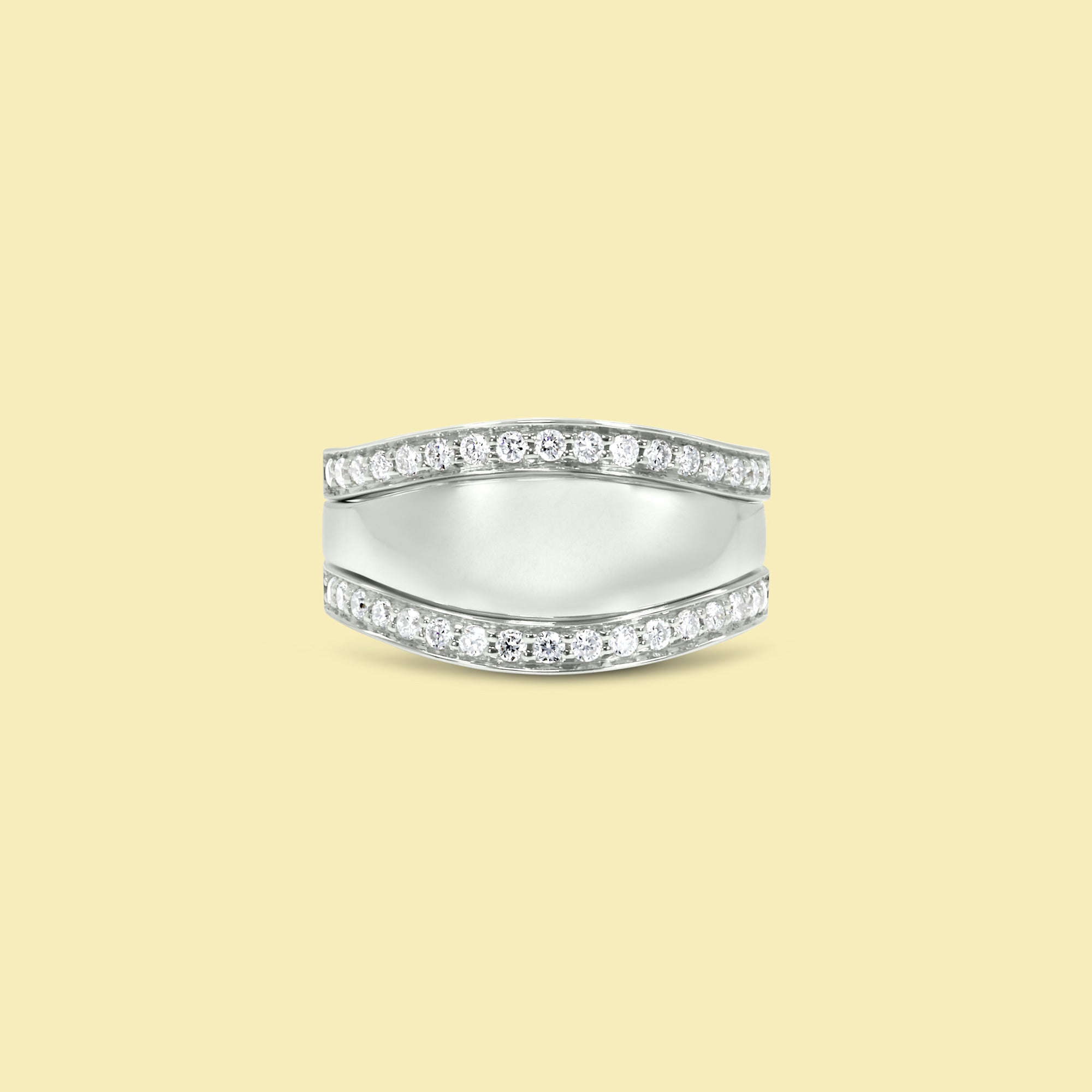 The Renee, Signet Double Curved Diamond Pinky Ring Stack by Earthena Jewelry of Beverly Hills.