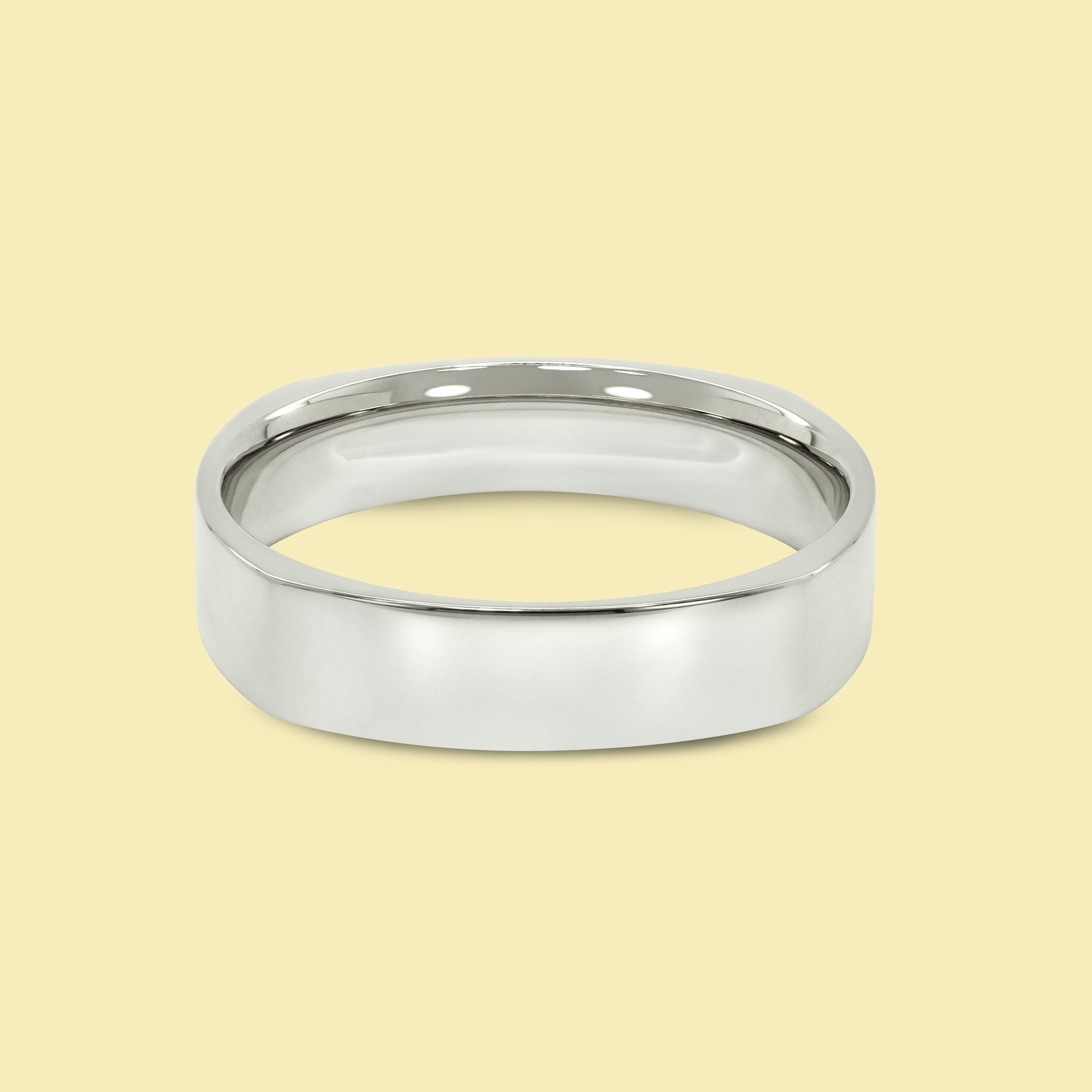 The Ridge Solid Gold 5mm Square High Polish Comfort Fit Men's Wedding Band in 14K Gold, or Platinum by Earthena Jewelry of Beverly Hills.