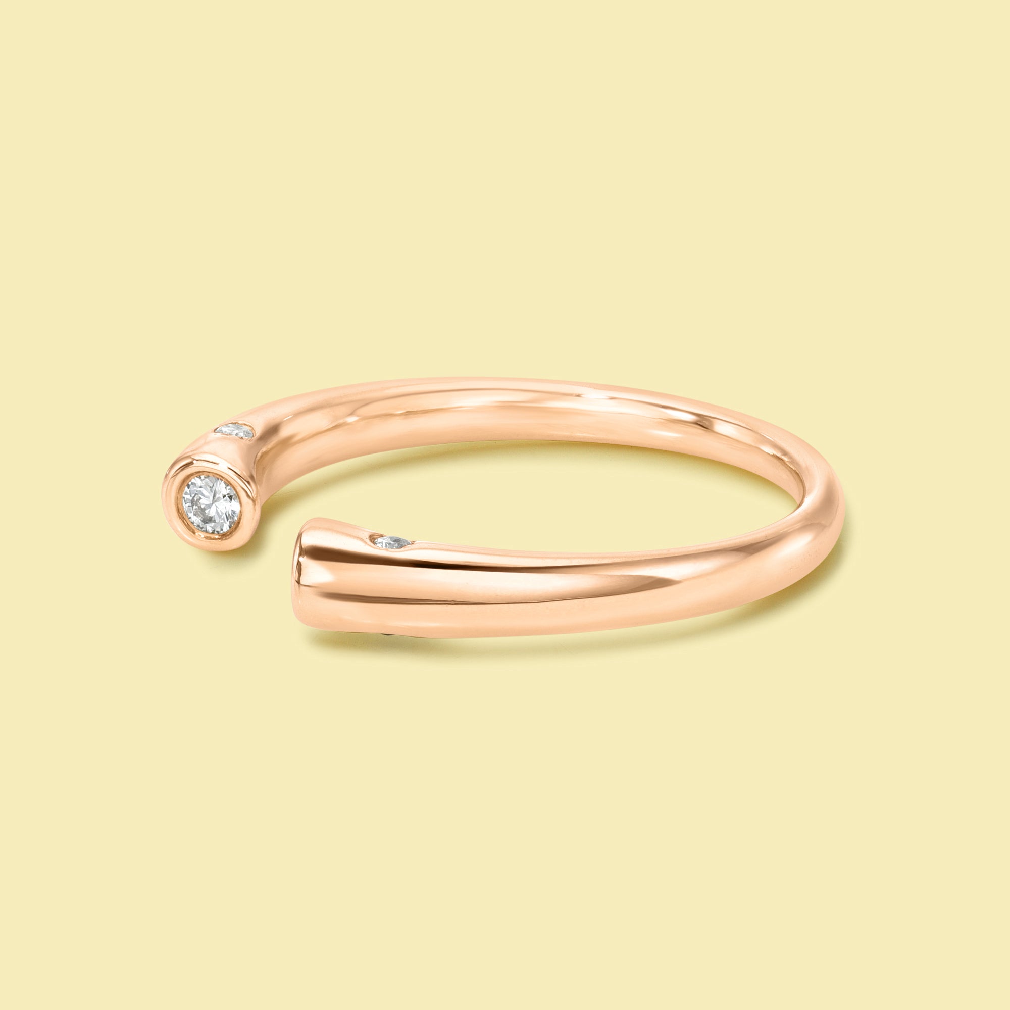 Rita Open Cuff Stackable Diamond Ring Handcrafted in 14K gold, 18K gold, or Platinum handcrafted in Los Angeles by Earthena Jewelry