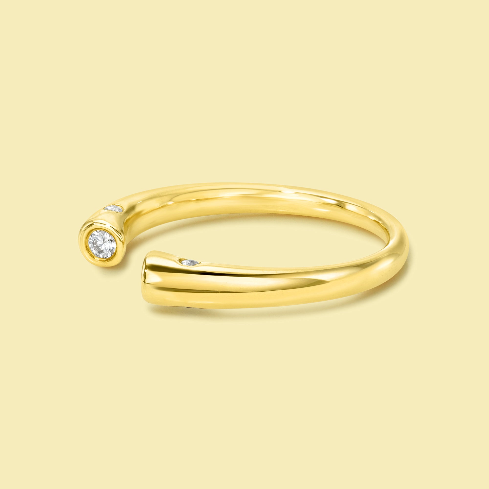 Rita Open Cuff Stackable Diamond Ring Handcrafted in 14K gold, 18K gold, or Platinum handcrafted in Los Angeles by Earthena Jewelry