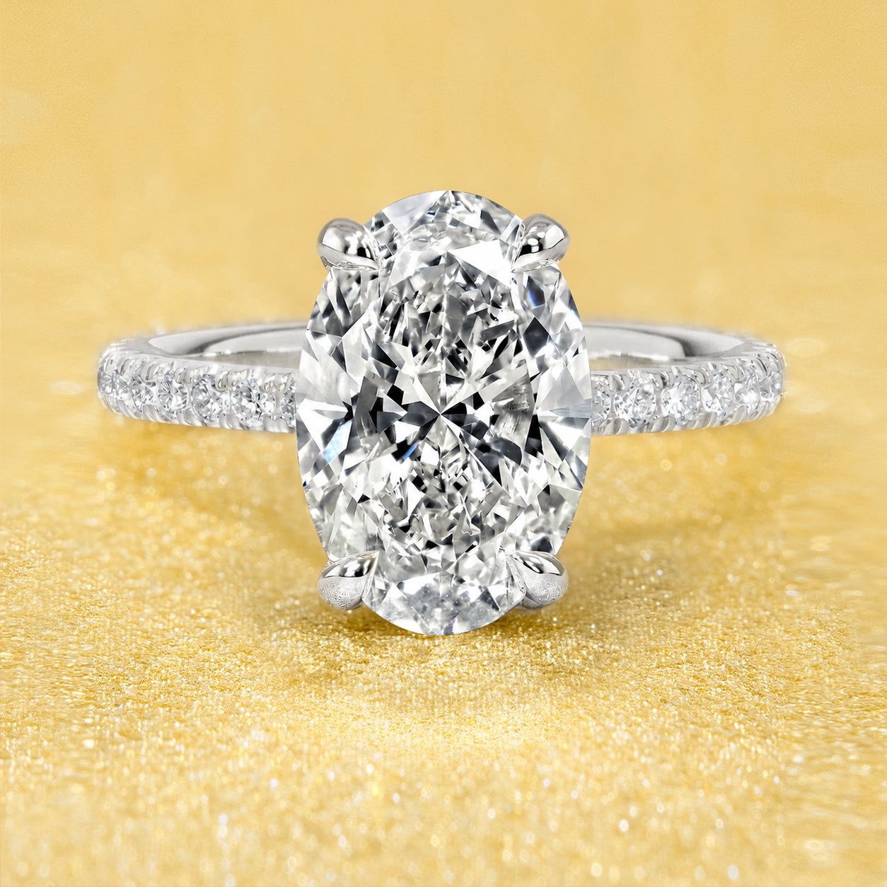 Classic Selina 3ct Oval-Cut Lab-Grown Diamond Hidden Wrap Halo Engagement Ring in 14K Gold, 18K Gold, or Platinum by Earthena Jewelry of Beverly Hills