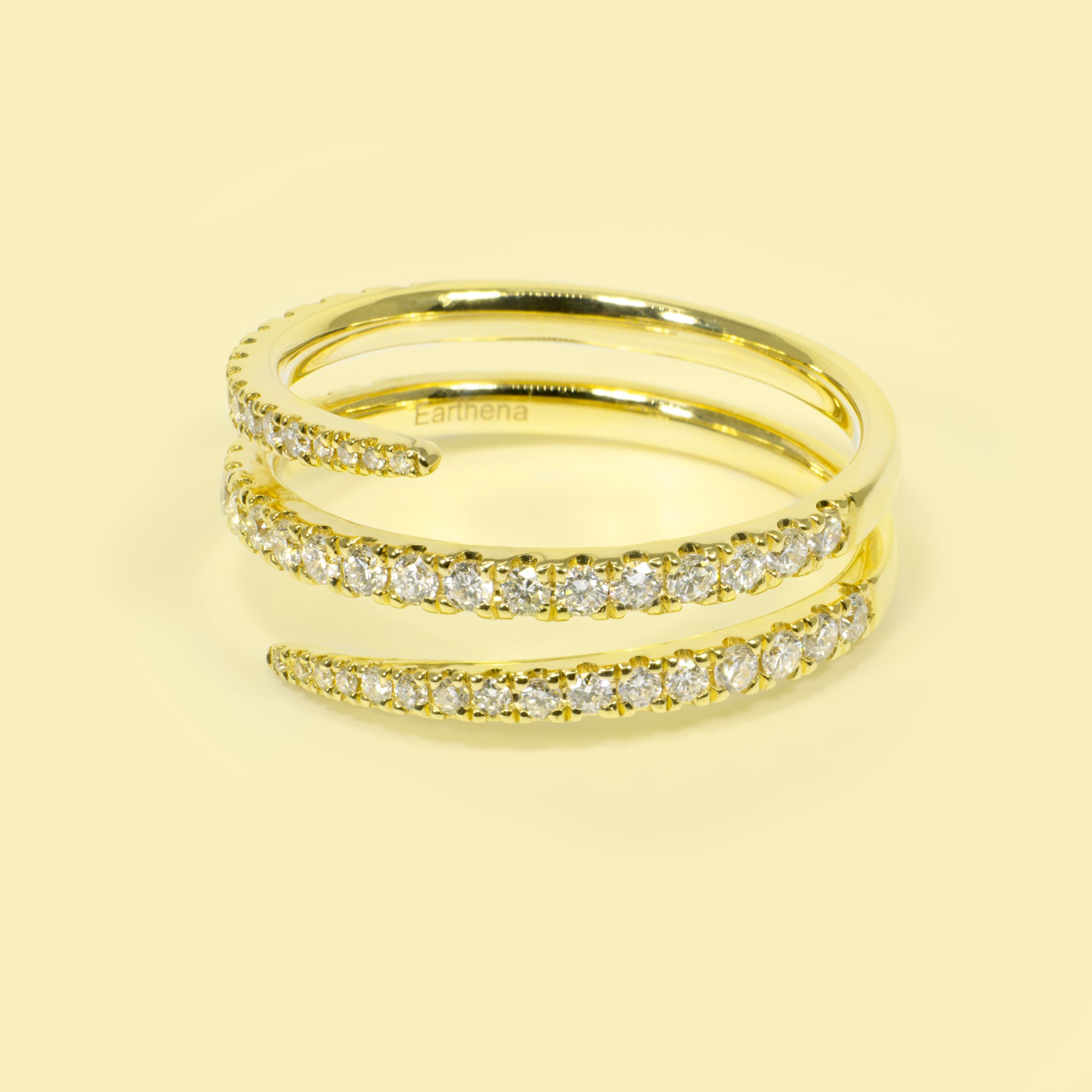 Shae Triple Wrap Stackable Coil Lab-grown Diamond Ring Handcrafted in 14K or 18K Solid Gold by Earthena Jewelry