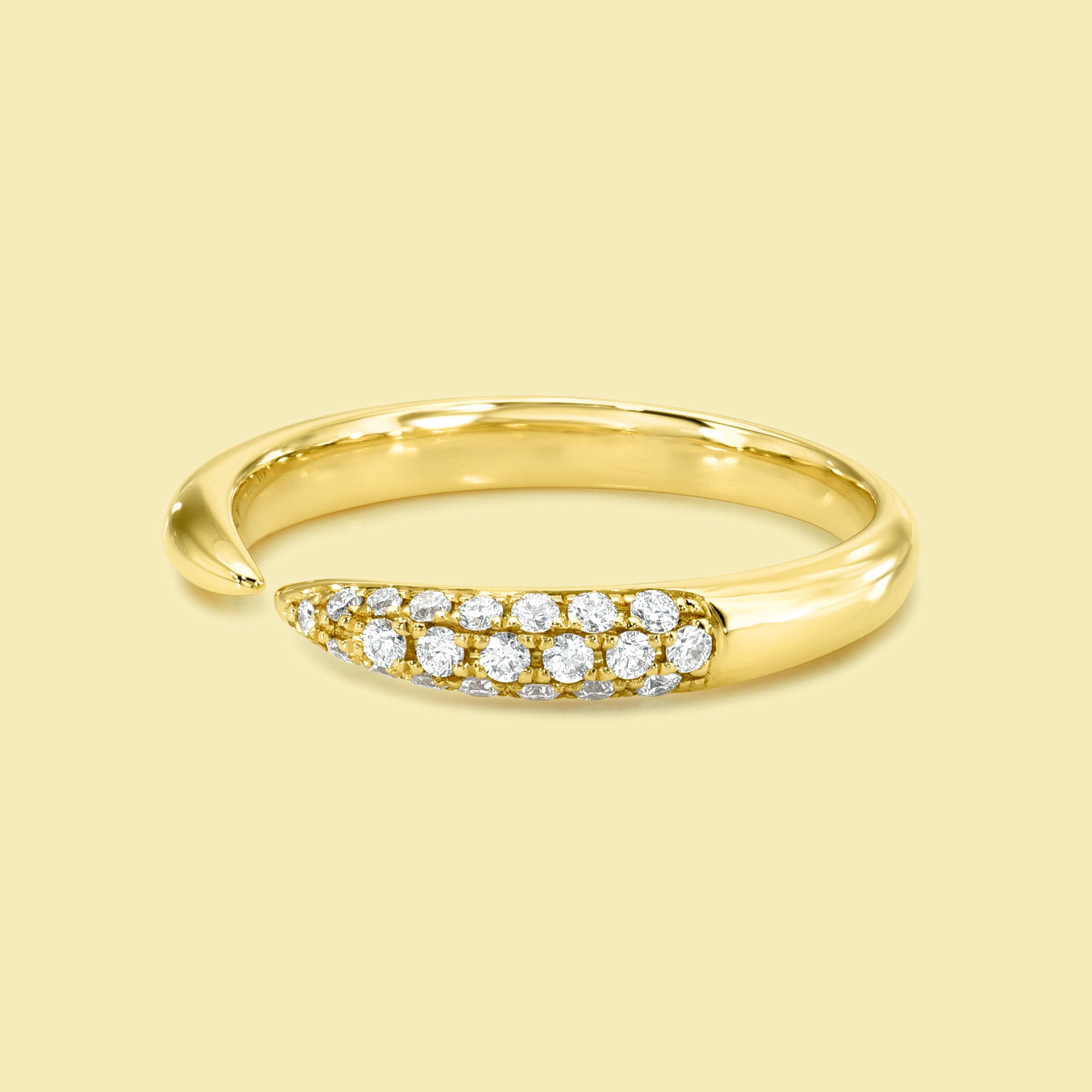 Viki Open Claw Stackable Diamond Ring Handcrafted in 14K gold, 18K gold, or Platinum handcrafted in Los Angeles by Earthena Jewelry