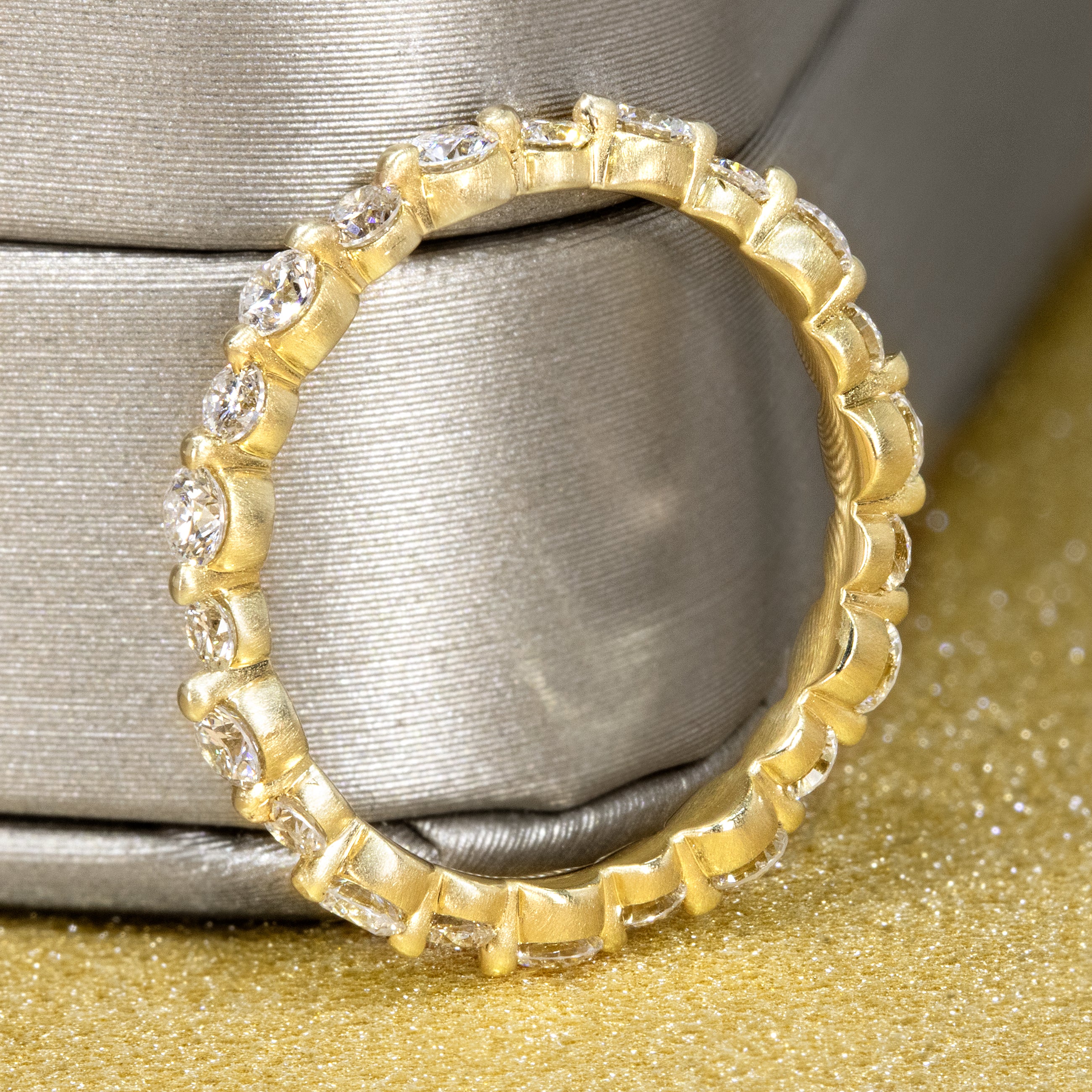 14K Gold Minimalistic and Trendy Thin Stackable Halo Wedding Band | Earthena Jewelry