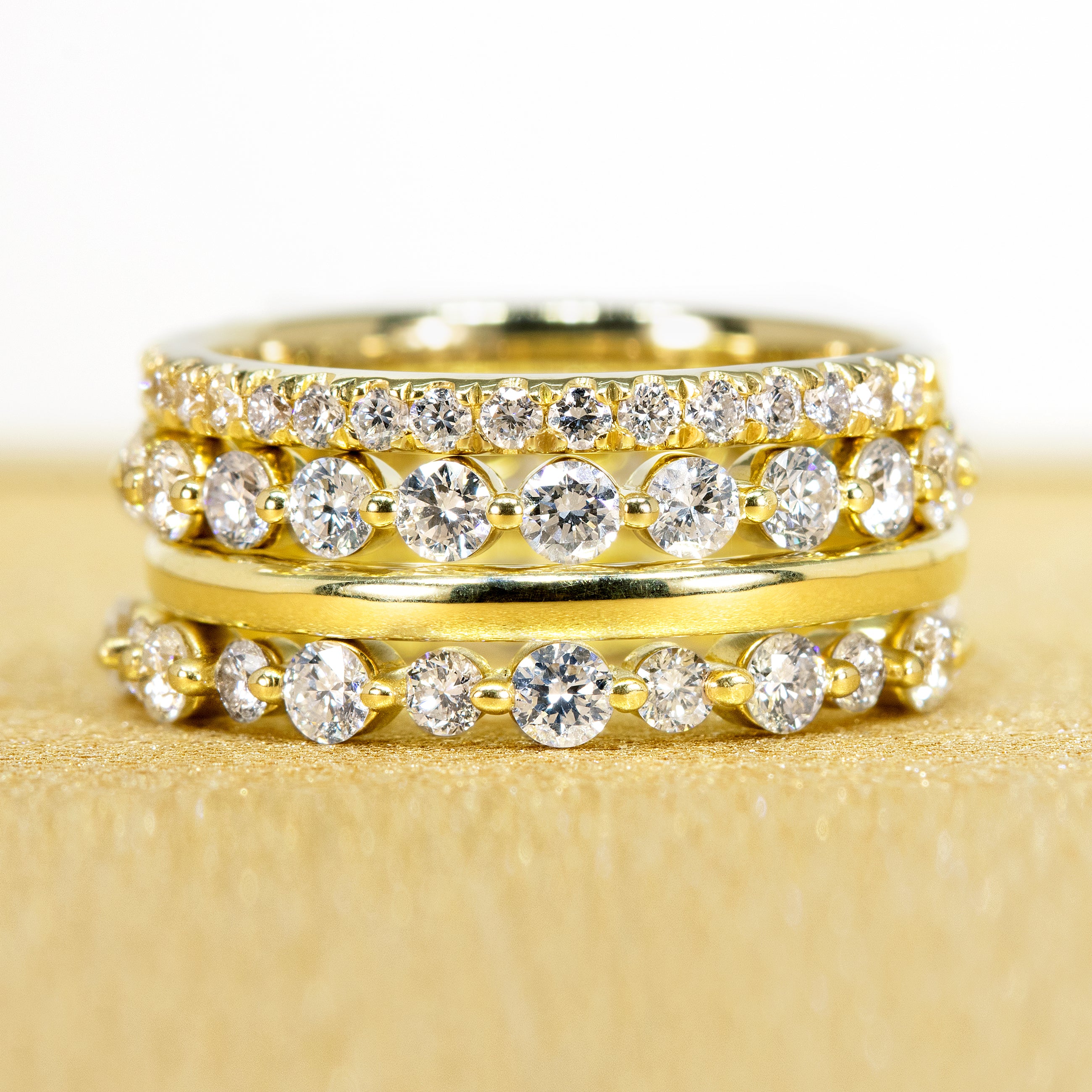 14K Gold Minimalistic and Trendy Thin Stackable Halo Wedding Band | Earthena Jewelry