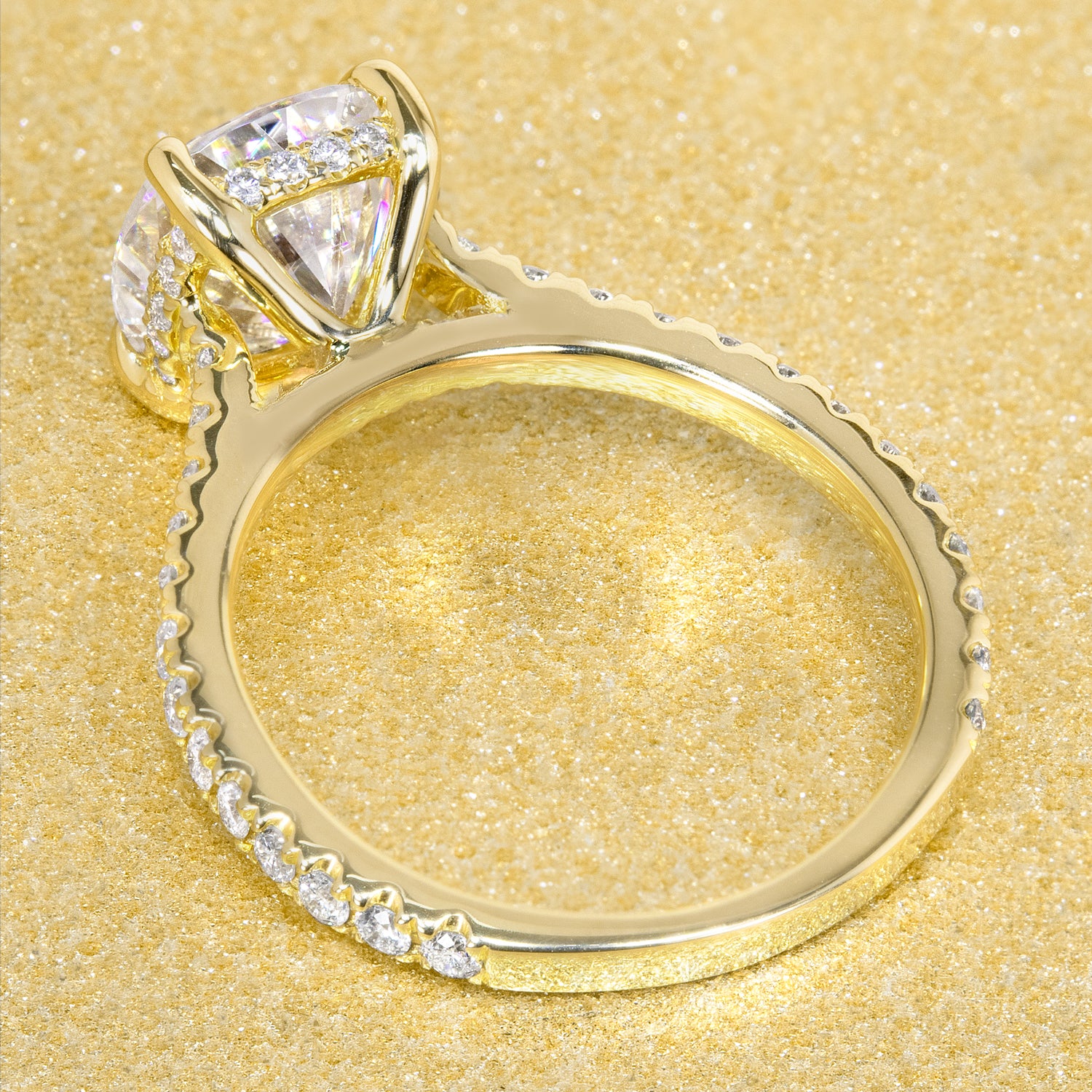 Bella 2ct Cushion Hidden Halo Cathedral Engagement Ring | Earthena Jewelry