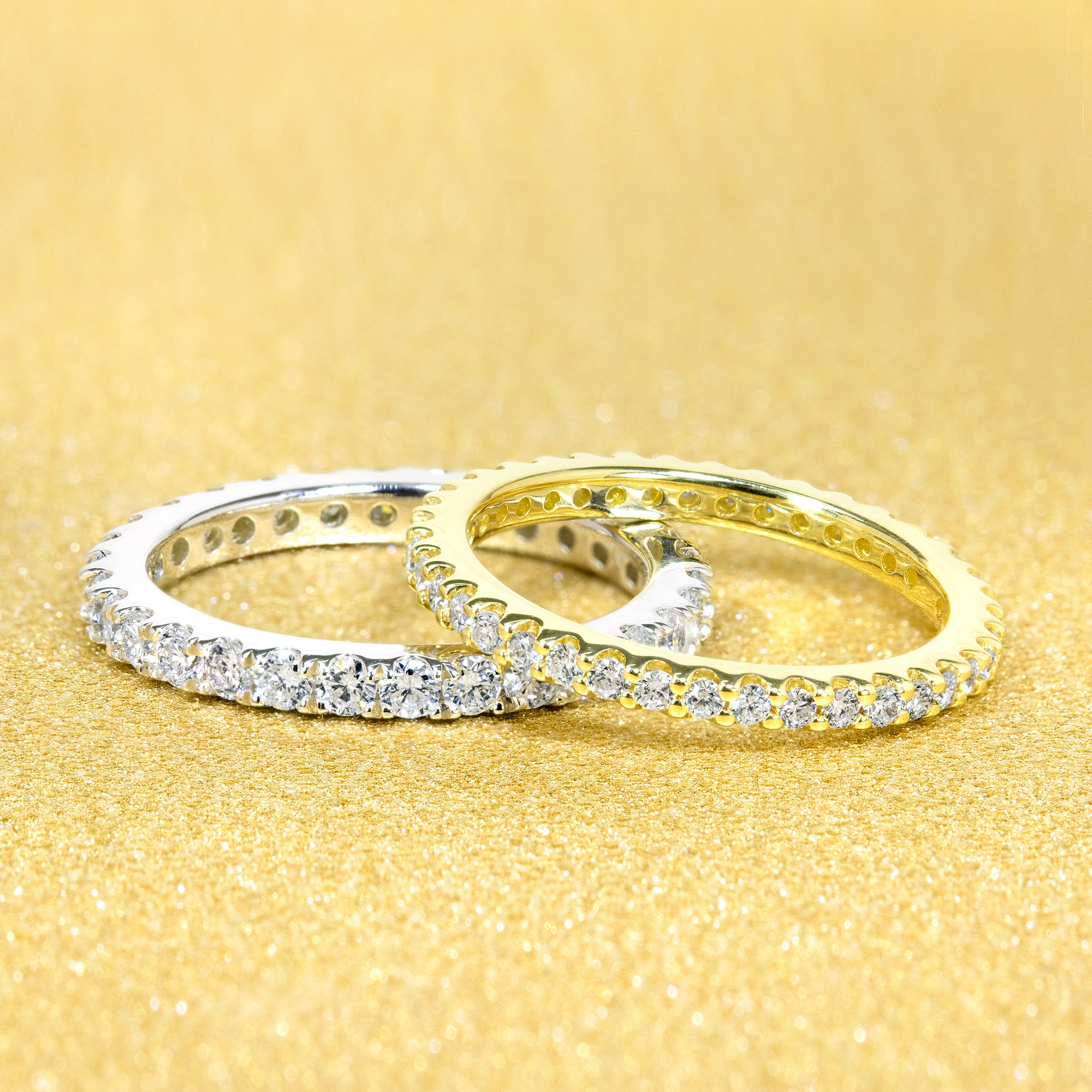 14K Gold Stackable Split-Prong Diamond Eternity Band | Earthena Jewelry