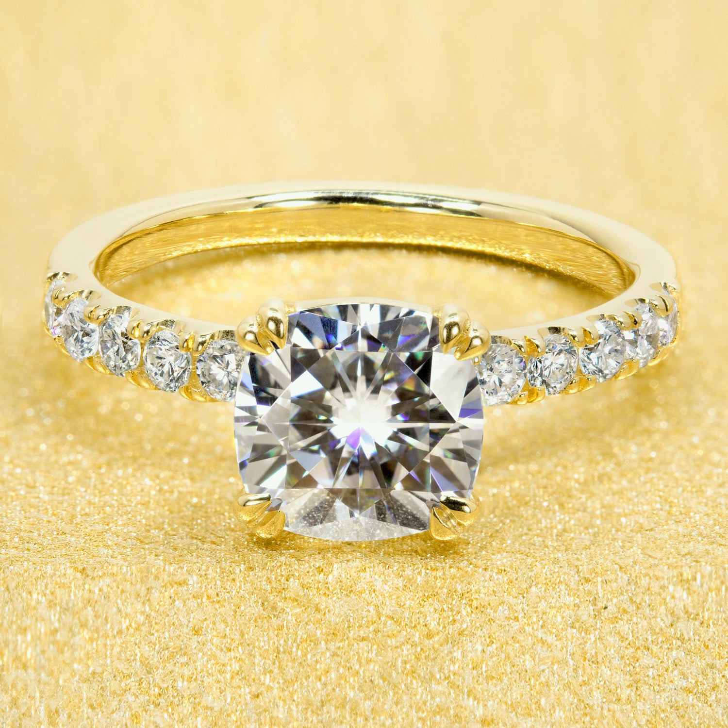 The Elsa, 2ct Cushion-cut Moissanite Basket U-Prong Ring