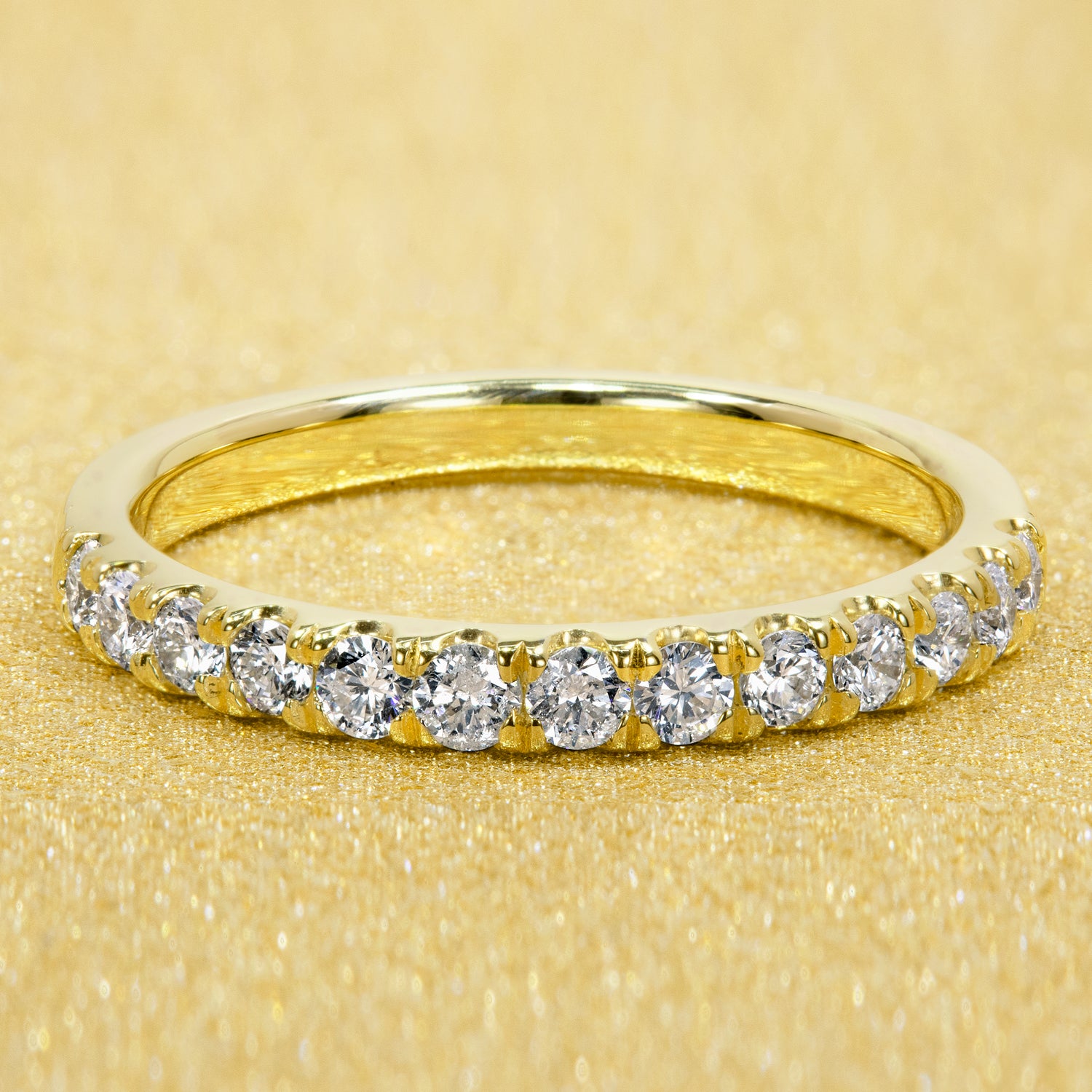 14K Gold The Elsa, Stackable U-Prong Stackable Diamond Wedding Band | Earthena Jewelry